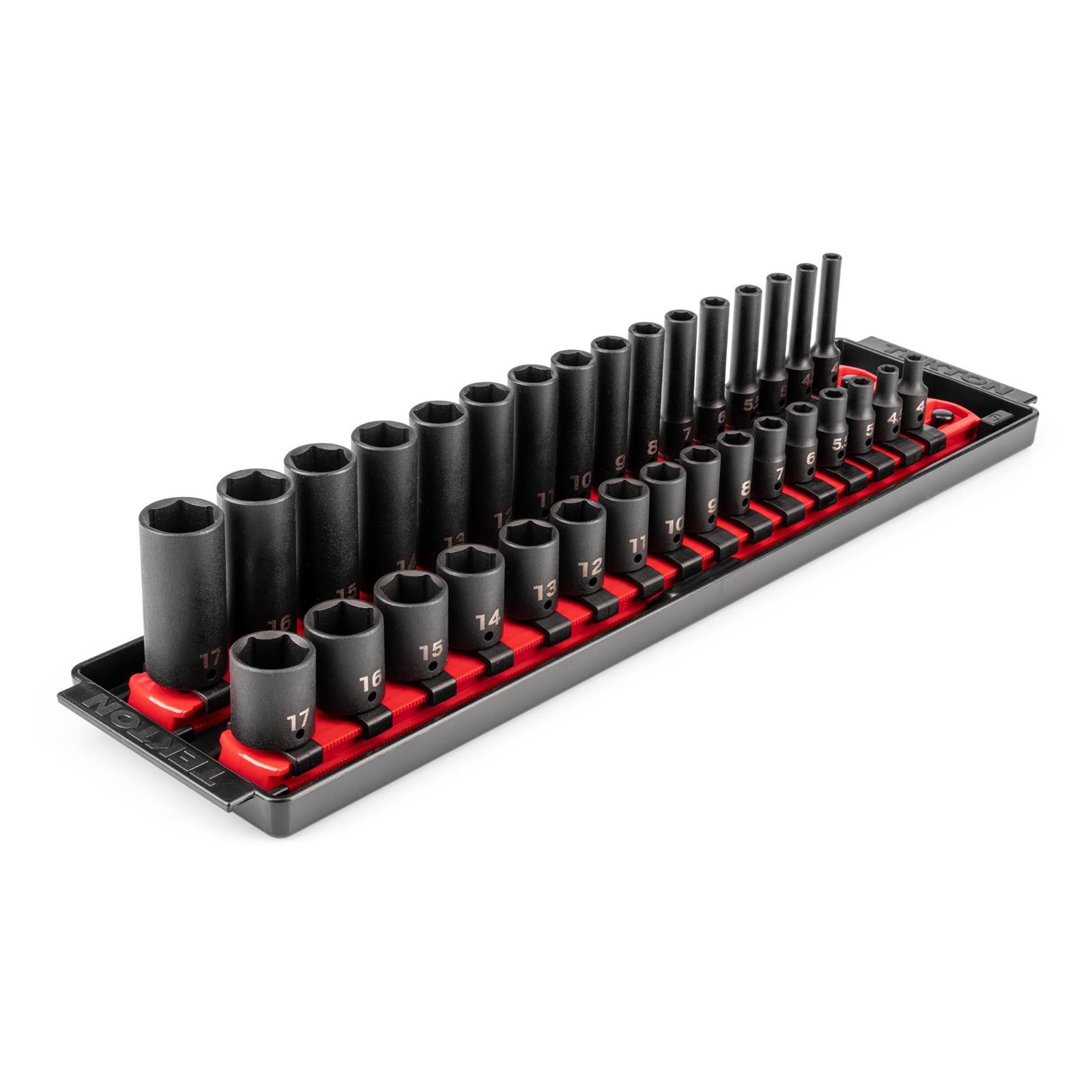 Tekton SID90201 1/4″ Drive 6-Point Impact Socket Set, 32-Piece