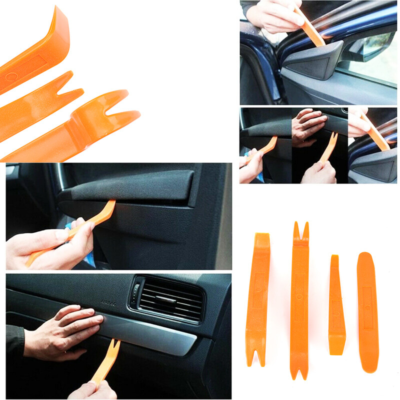 4PCs Car Door Trim Removal Tool Pry Panel Dash Radio Body Clip Installer Kit