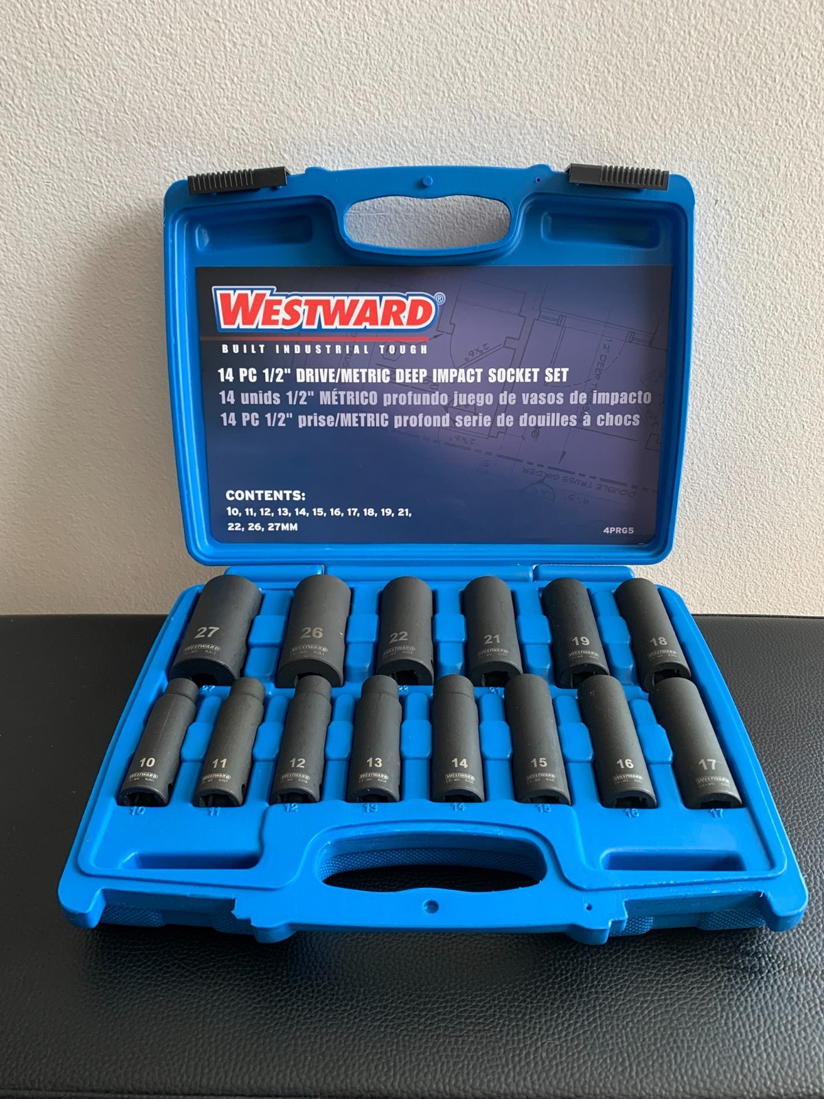 Brand New Westward 4PRG5 1/2″ Drive Metric Deep Impact Socket Set 14 Pc