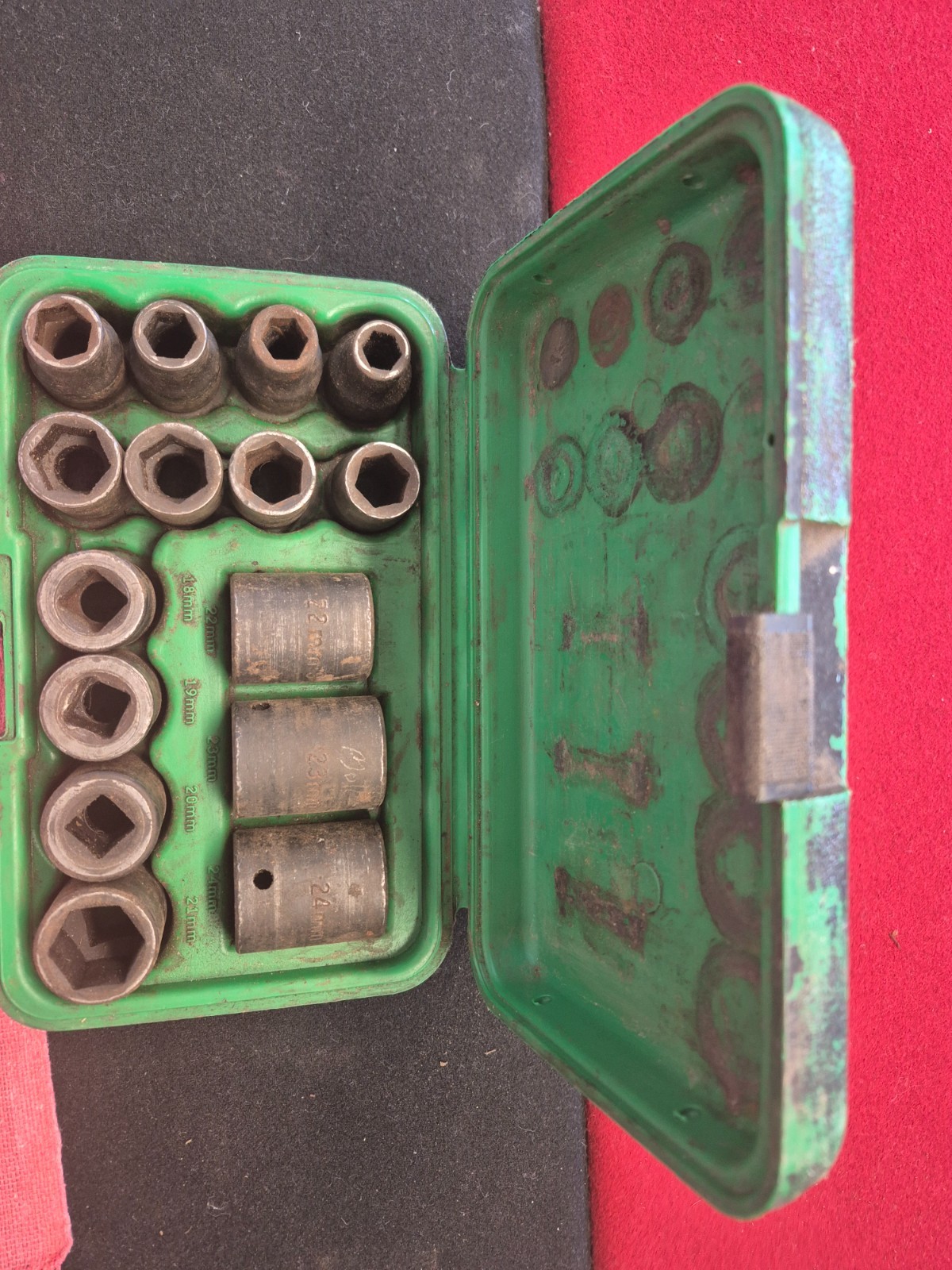 S-K tools 15 pc 1/2″ drive shallow metric socket set 12 pt 12mm-24mm in case