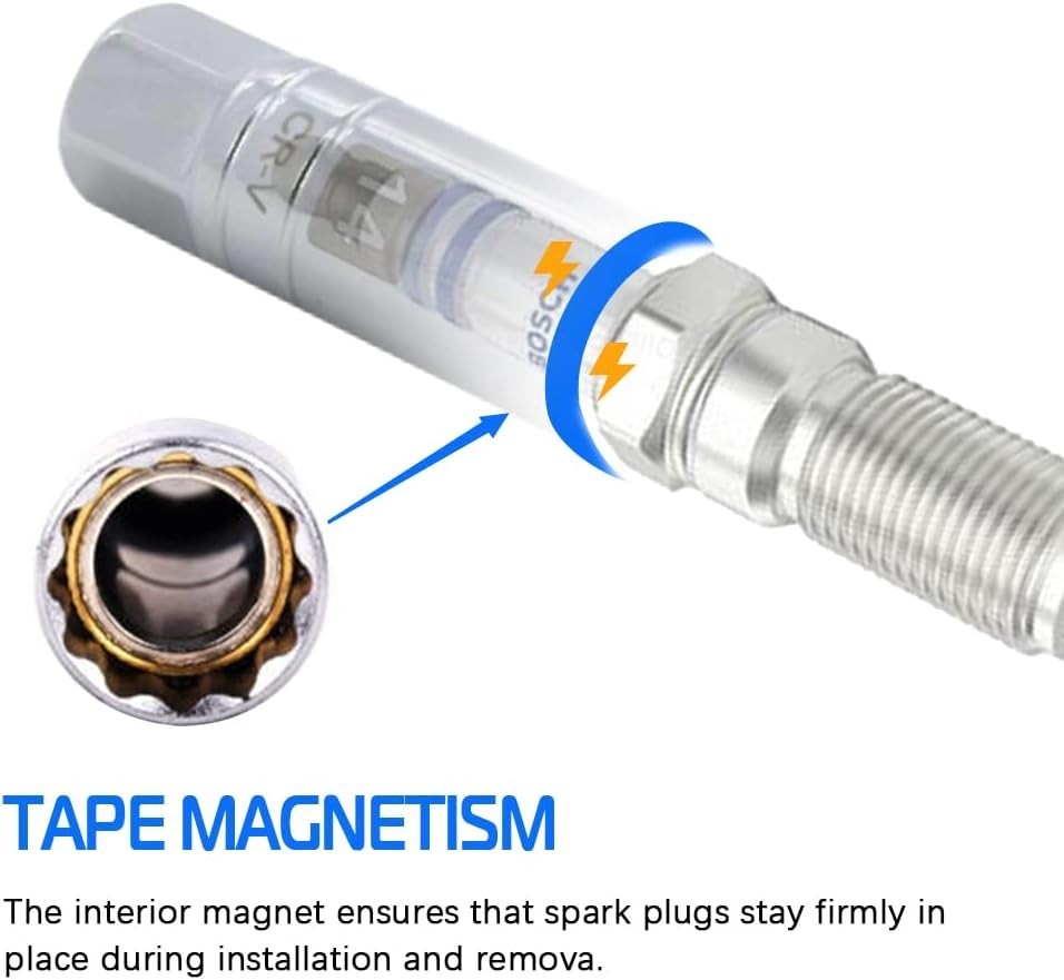 Thin Wall Magnetic Spark Plug Socket 14mm – 3/8 Drive, 12-Point Compatibility