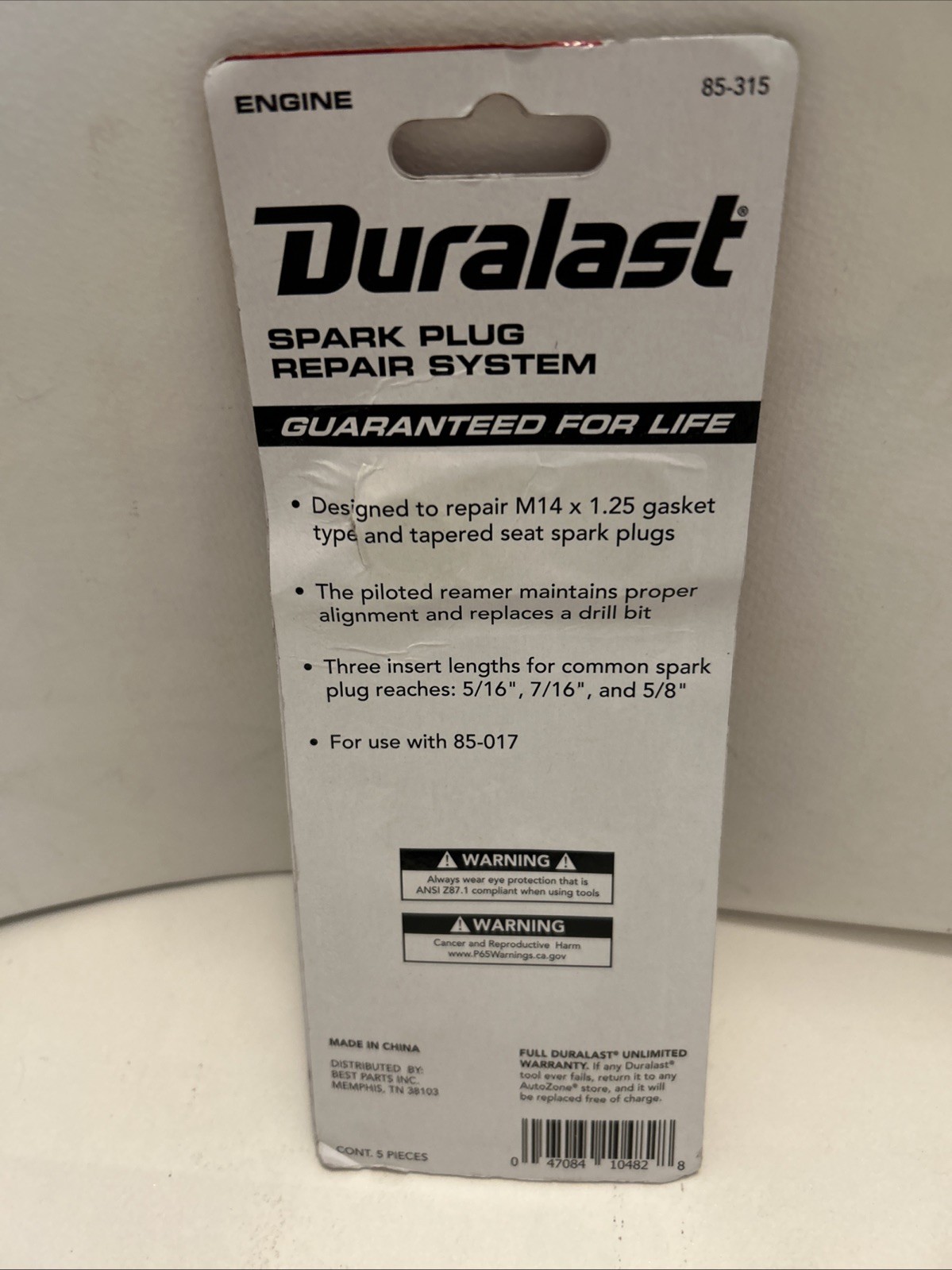 Duralast 85-315 Spark Plug Thread Repair System For M14x1.25 Thread Ports