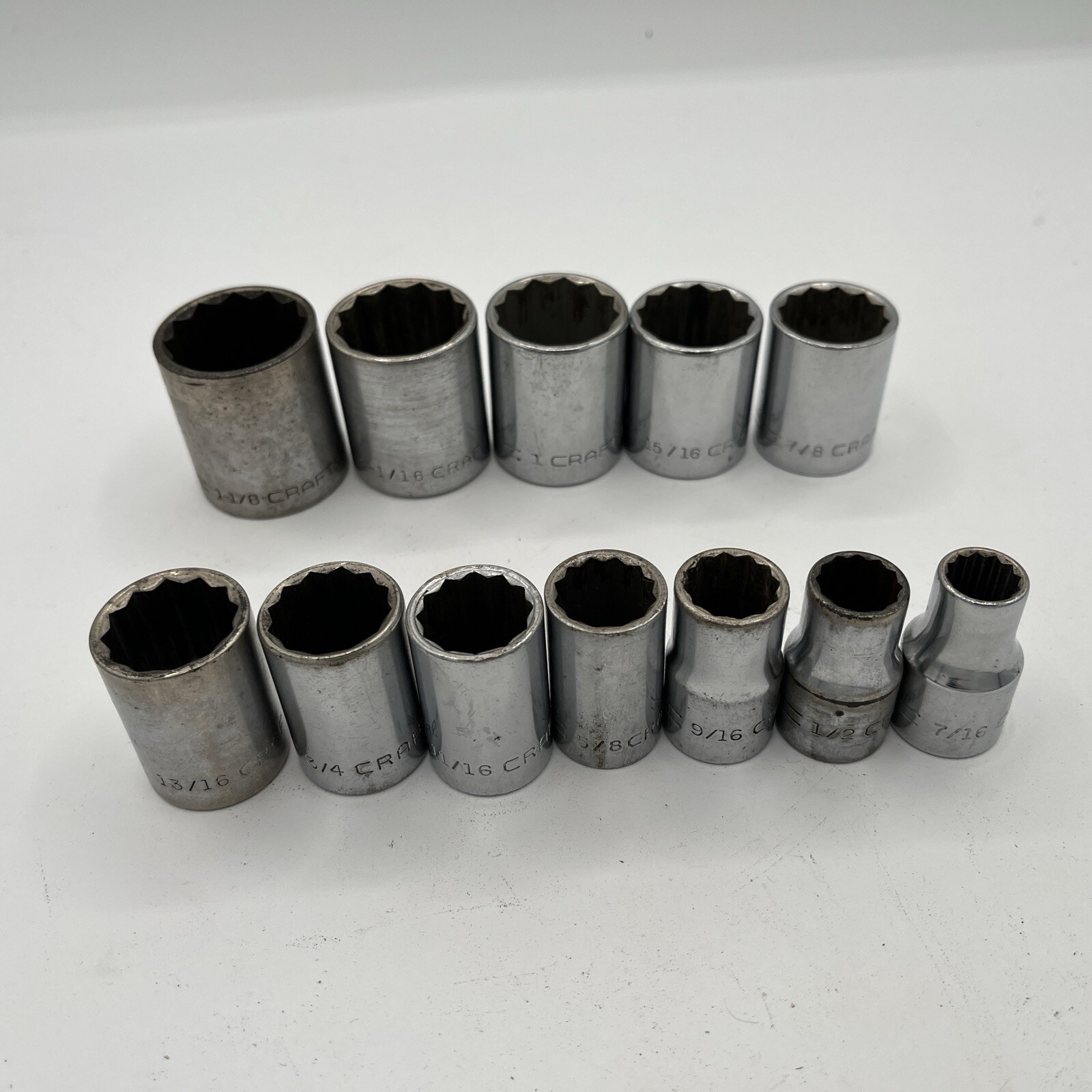 Craftsman 12 Socket Set 1/2″ Drive 12-Point =V= Series USA Made 7/16 to 1 1/8”