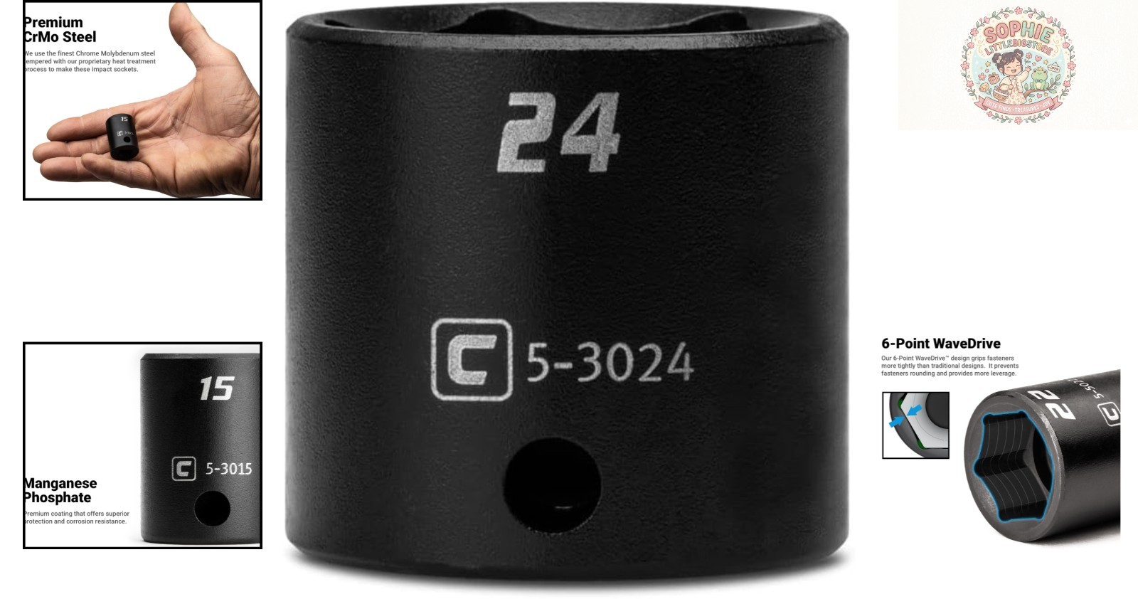 Professional-Grade 24mm Shallow Impact Socket with Corrosion-Resistant Coating