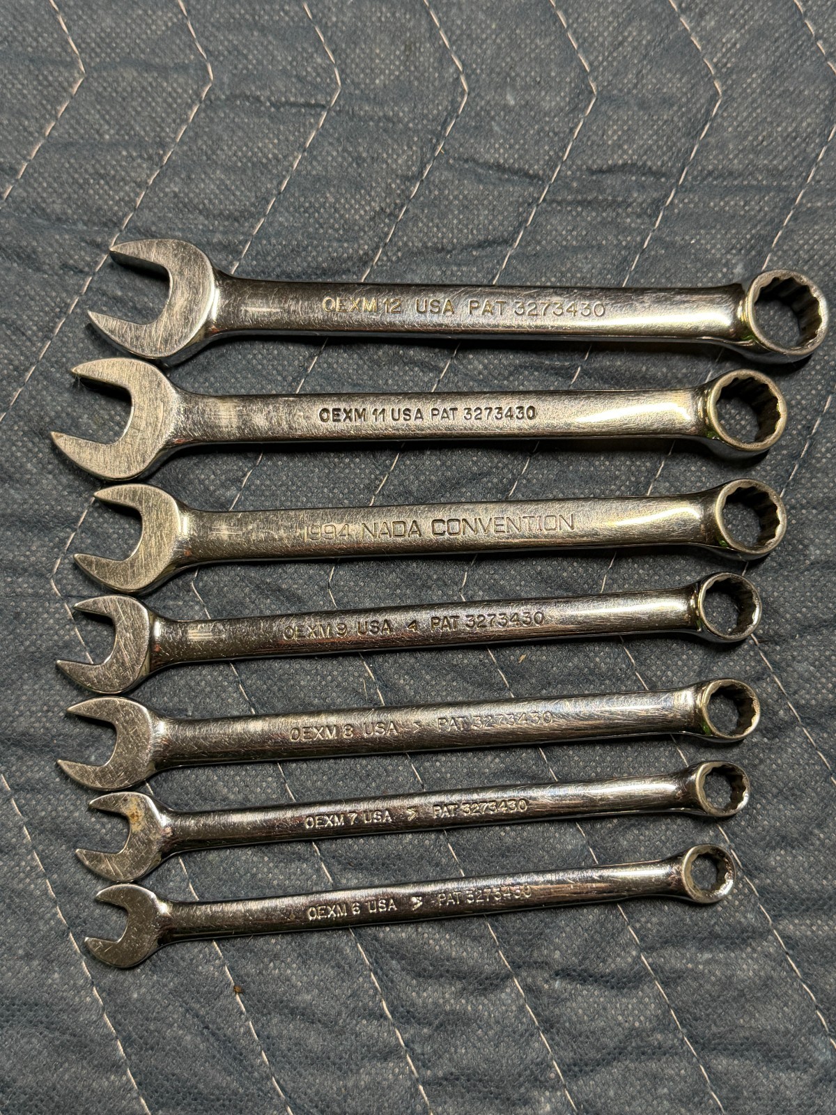 7 pc Snap-On USA Metric Mid Length 12-point Metric Combination Wrench Set OEXM