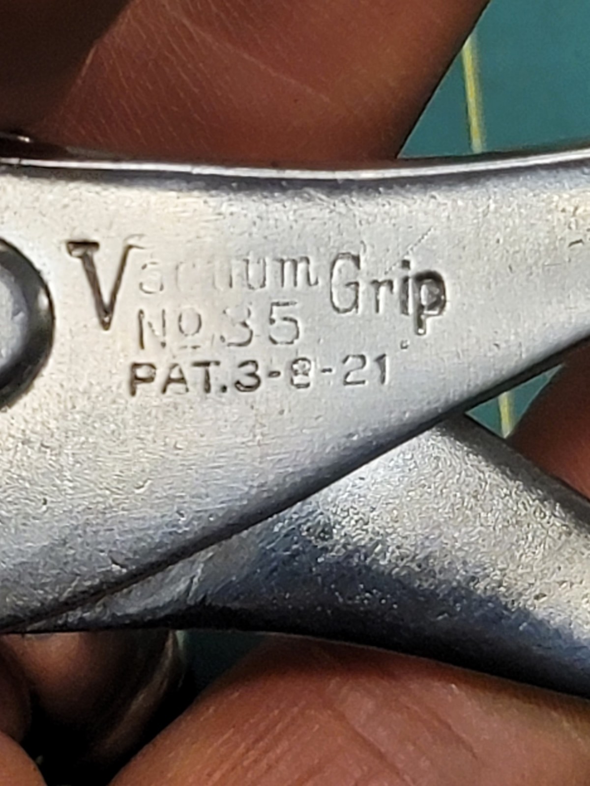 VINTAGE Rare VACUUM GRIP No.35 SLIP JOINT PLIERS Patent 3-8-21
