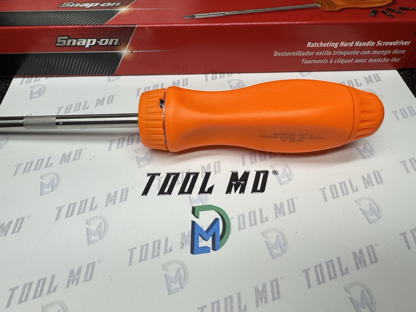 Snap-on Tools USA NEW ORANGE Hard Grip 8″ Shaft Ratcheting Screwdriver SSDMR8AO