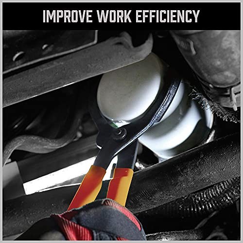 HORUSDY 12 Adjustable Oil Filter Pliers, 20° Angled Jaw Heavy-Duty Oil Filter…