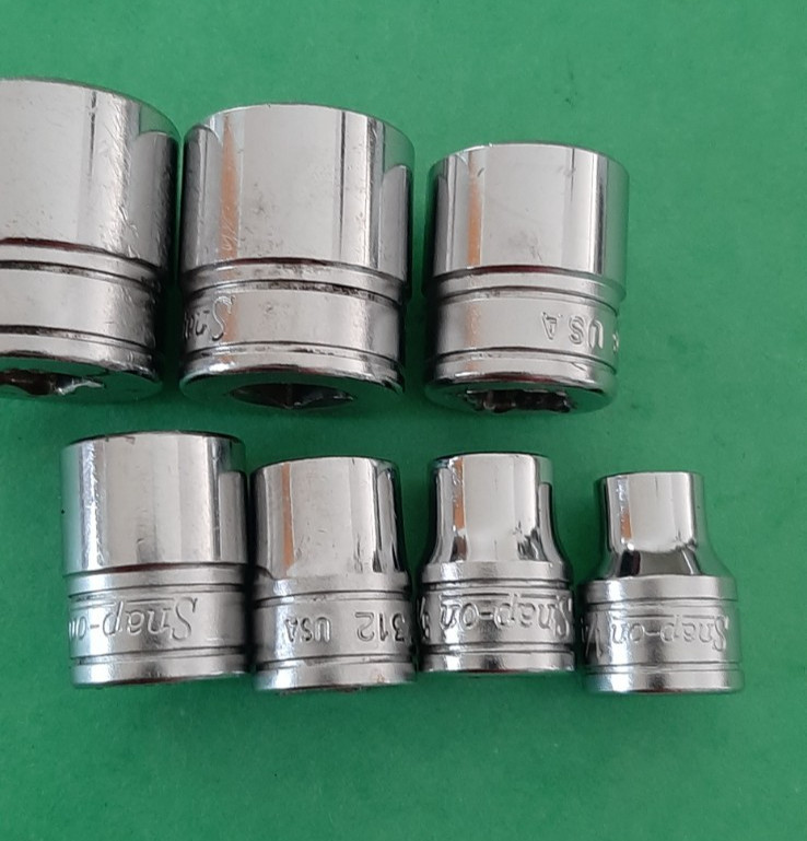 Snap-on F308-F320 1/4″ – 5/8″ 3/8″ Drive 7 Pc Double Square 8pt Point Socket Set