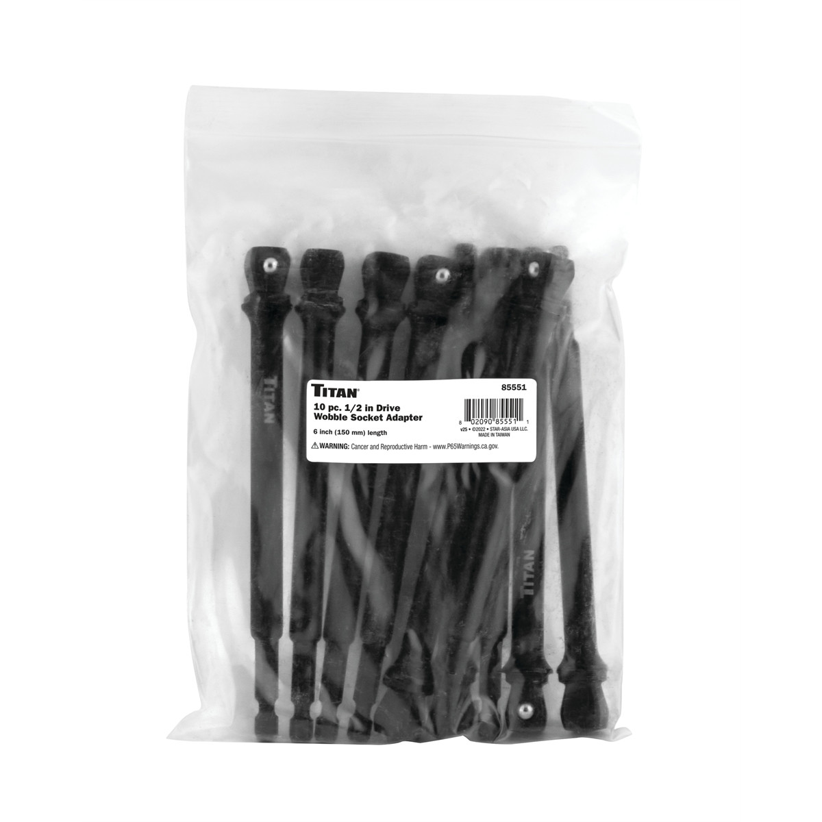 Titan 10 pk. 1/2 in drive 6 in. Wobble Socket Adapter