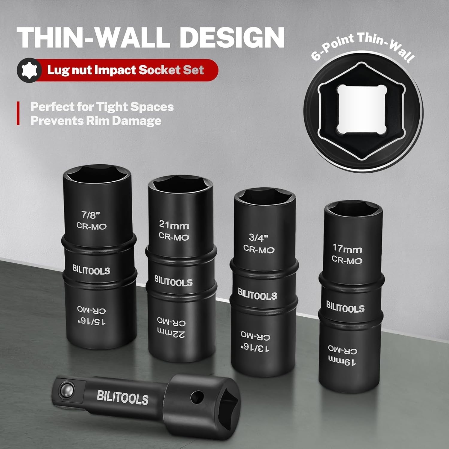 Lug Nut Socket Set, 1/2 inch Drive Non-Marring Impact Flip Socket Set Metric …