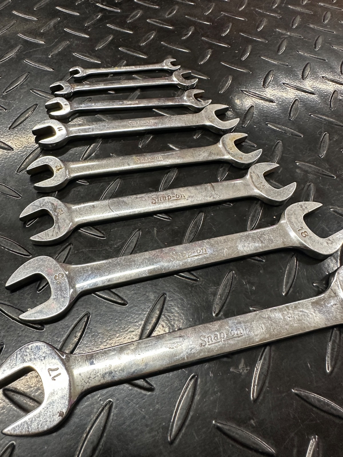 Snap-On Metric Double Open End Wrench Set 8pc 6mm-19mm VOM Underline 1980s