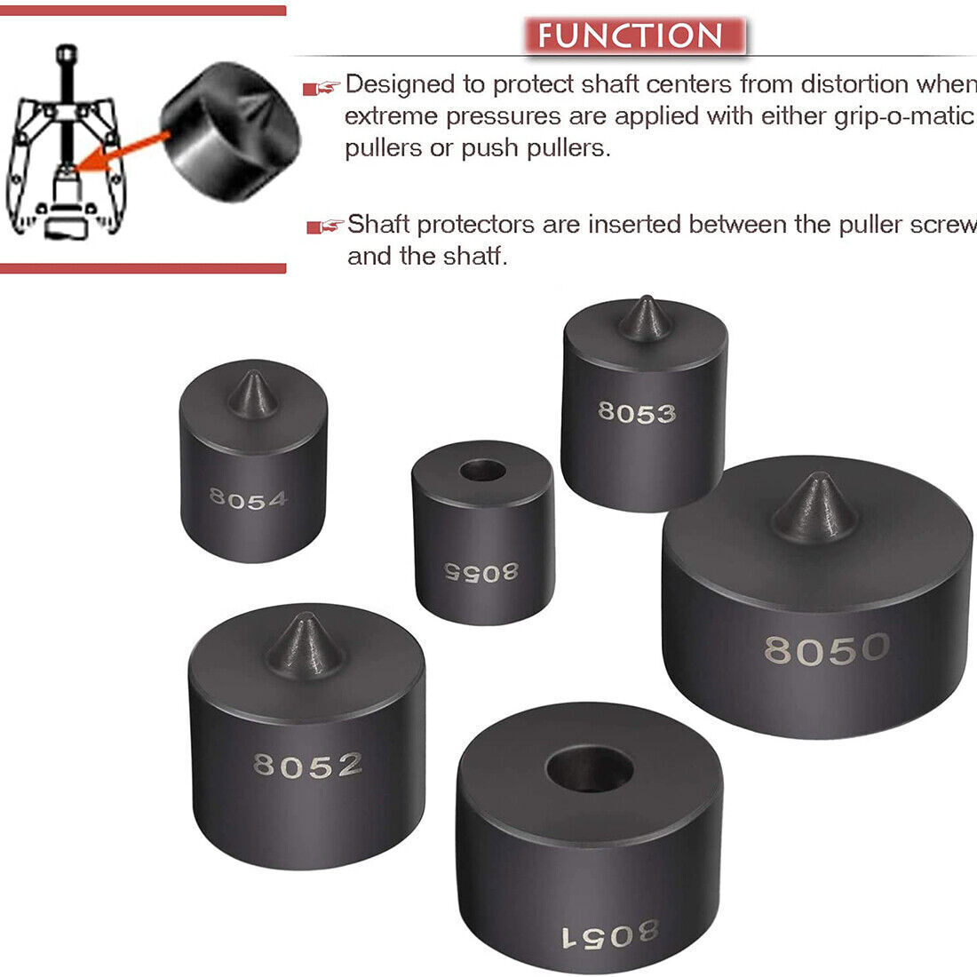 8056 Shaft Protector Set for Grip-O-Matic Puller Push-Puller 6 Pcs OTC 8056 Kit