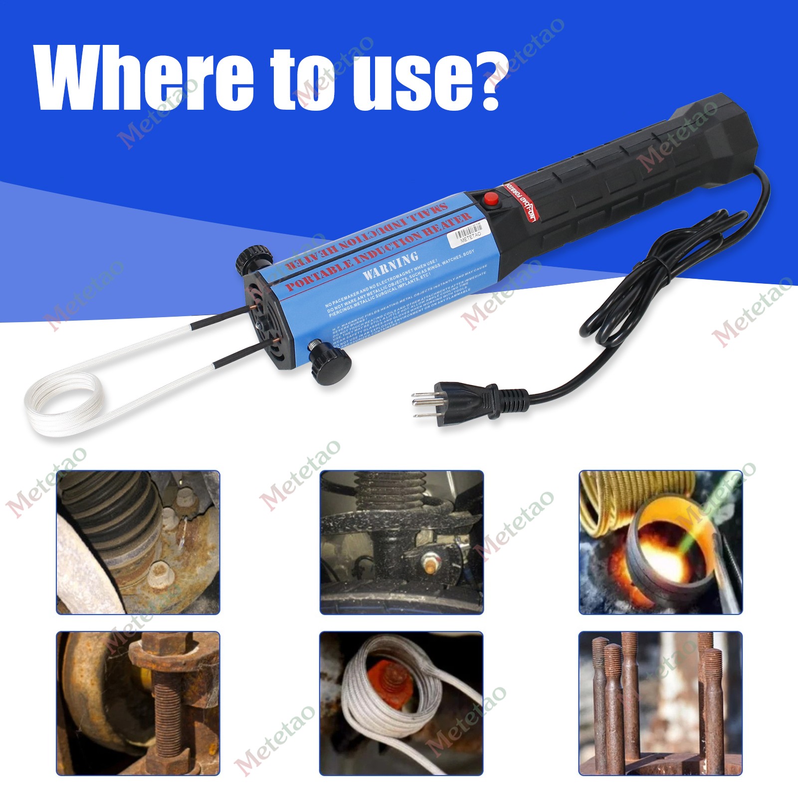 1300W Induction Heater Magnetic Induction Heater Kit 10 Coils Thermal Protection