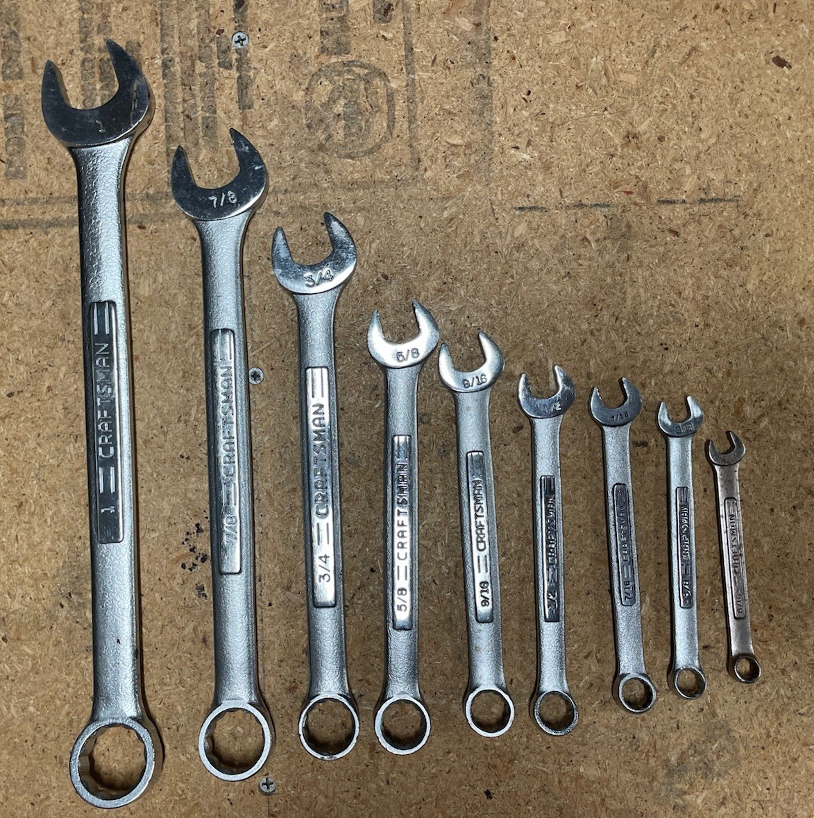 Craftsman USA 20 pc SAE Metric Combination Wrench Sets. Mostly VV 18-8mm 1”-5/16