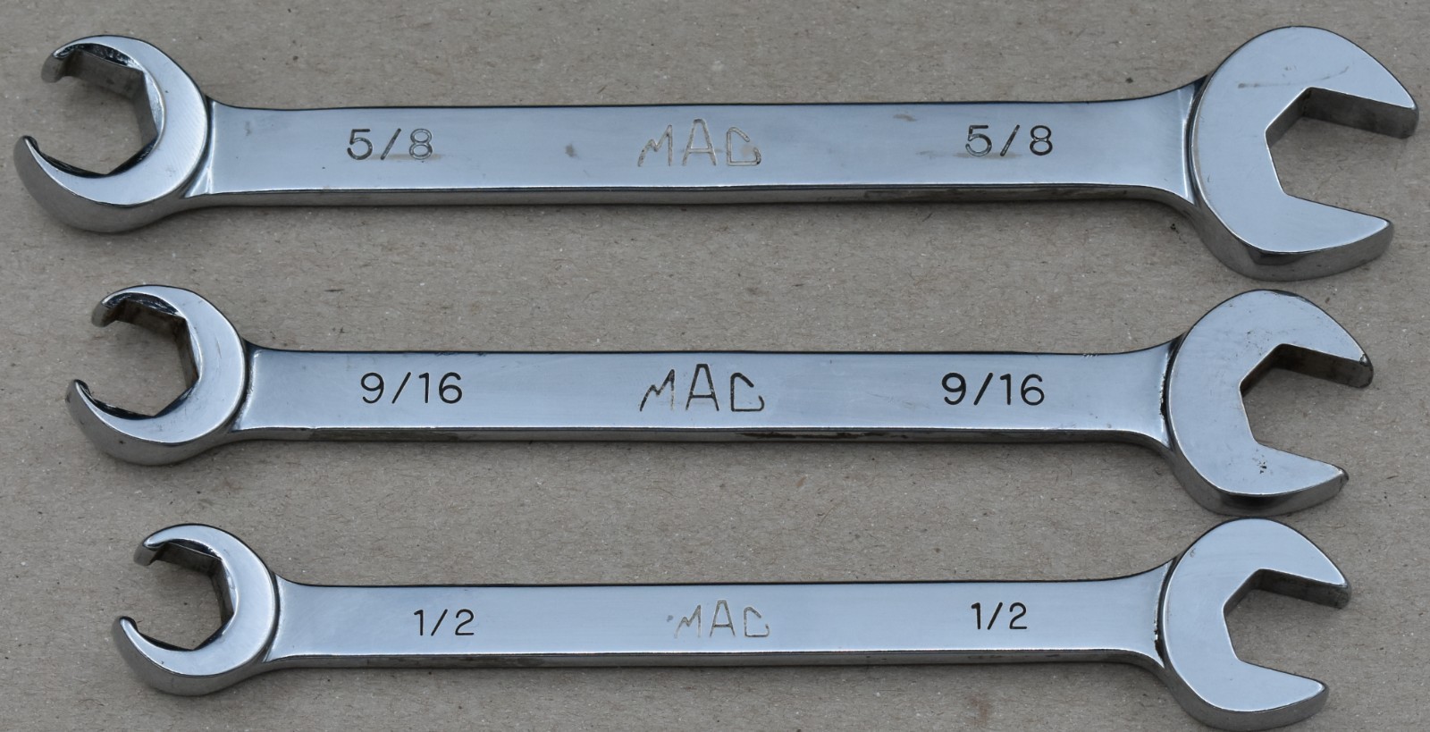 MAC TOOLS FC206 FC186 FC166, FLARE NUT LINE WRENCH LOT OF 3, 1/2″, 9/16″, 5/8″