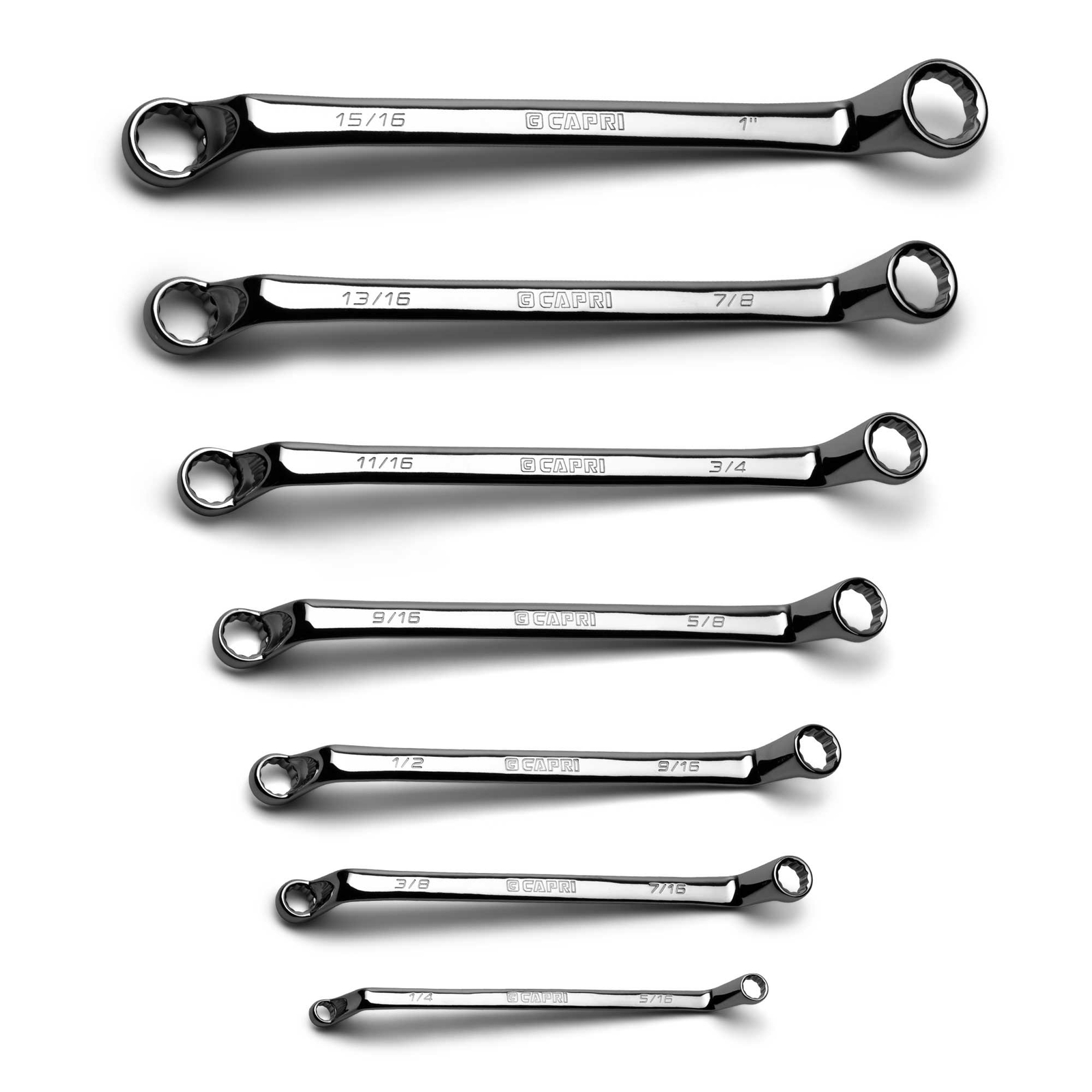 Capri Tools 75-Degree Deep Offset Double Box End Wrench Set, SAE, 7-Piece