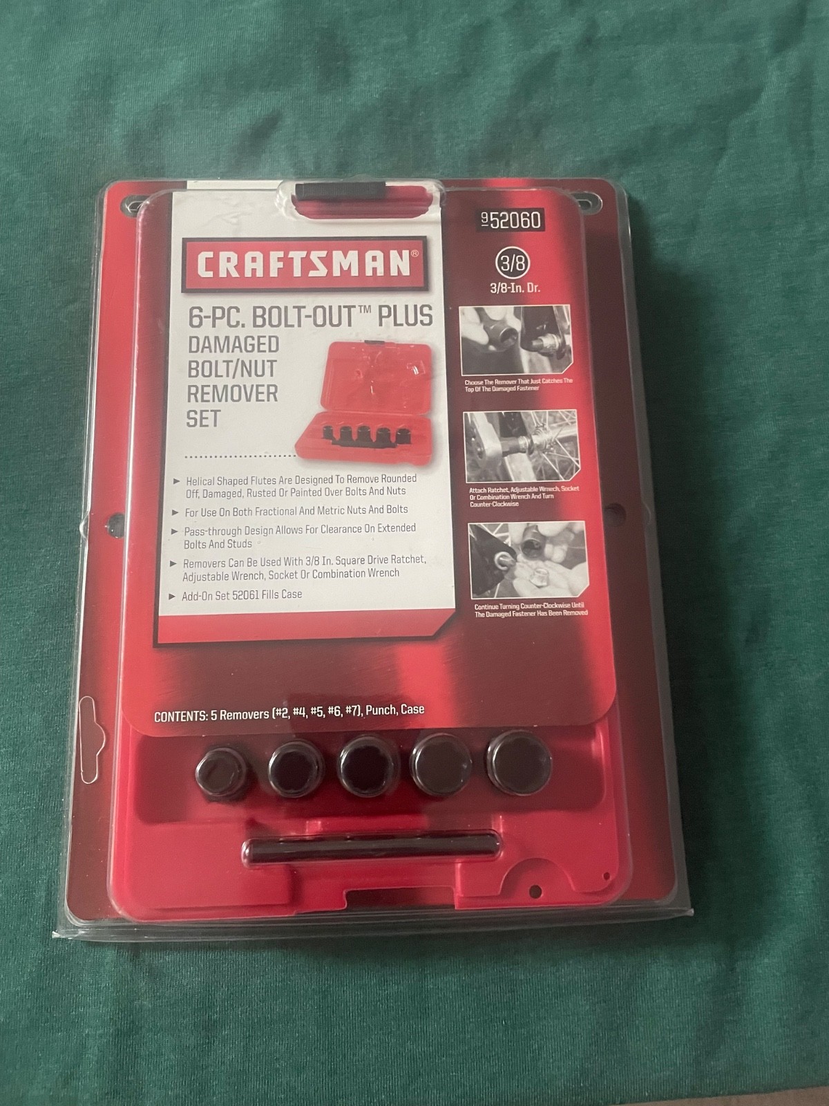 New craftsman 6PC Bolt-out Easy Out Damaged Bolt Nut Remover Set With Case
