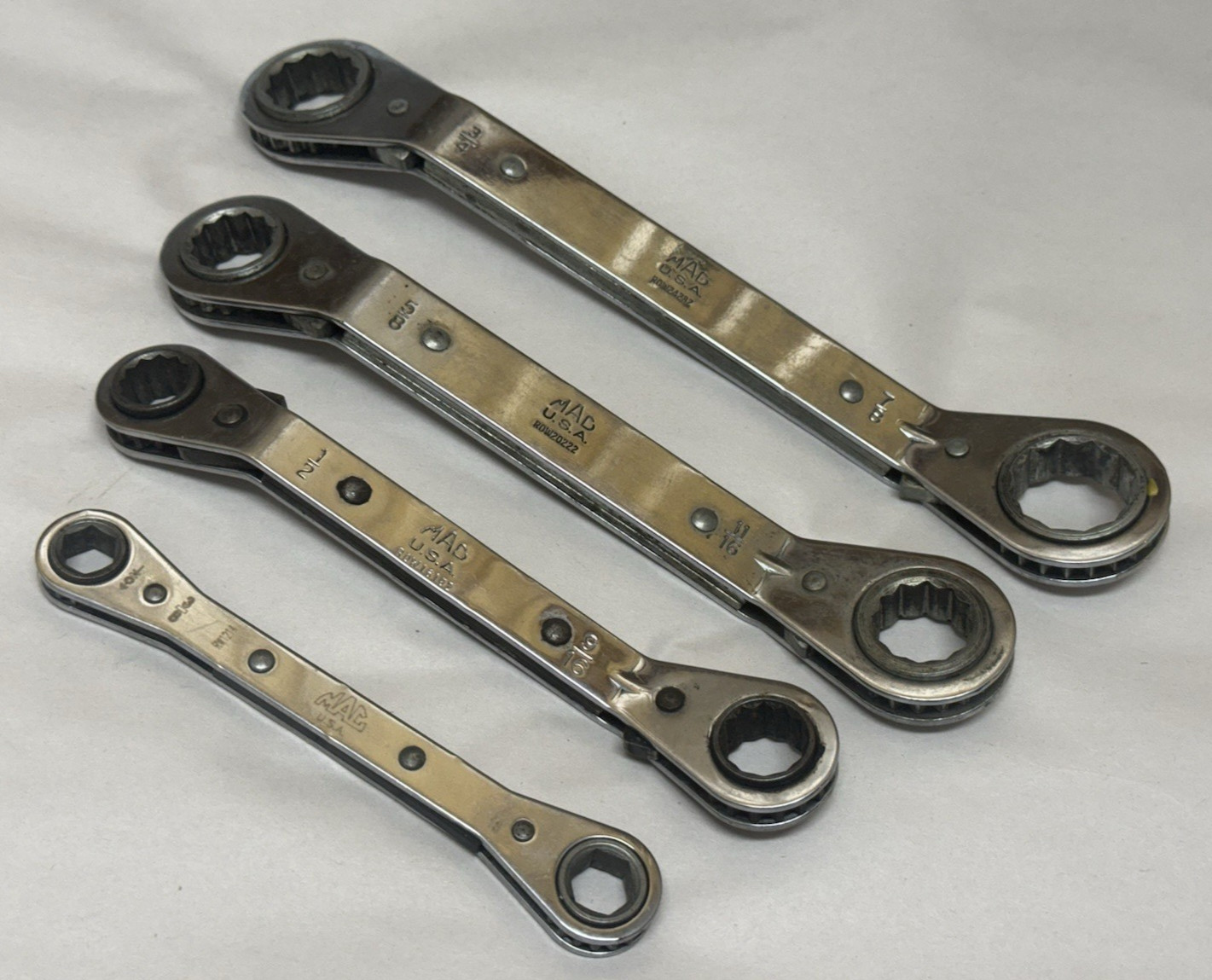 USA MAC Tools 4 pc SAE Ratcheting Double Box End Ratchet Wrench Set RW ROW