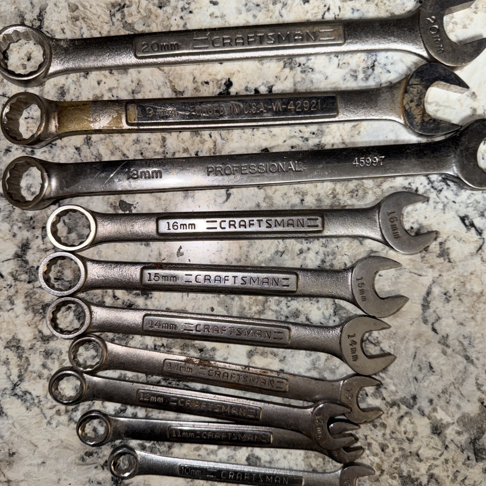 Craftsman USA Combo. Wrench Set 10mm-16mm,18-20mm