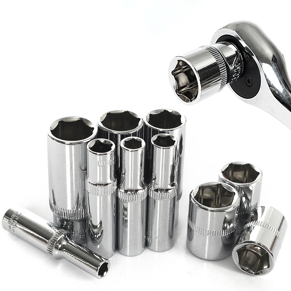 1/4″ Socket Deep Drive Ratchet Deep Hex Sockets CR-V Steel Long Reach 4mm-14mm