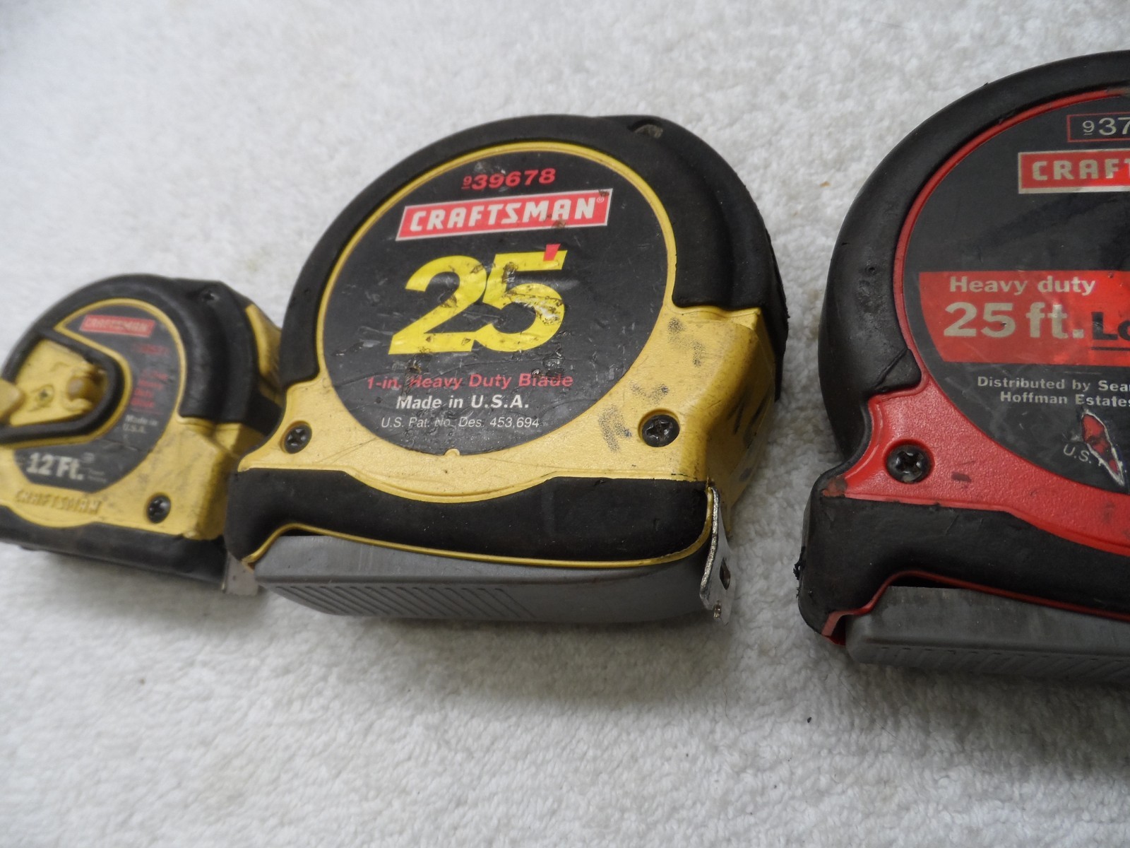 Craftsman USA Heavy Duty Locking Tape Measure Lot, 12 ft 25 ft 25 ft USA – 3 pcs
