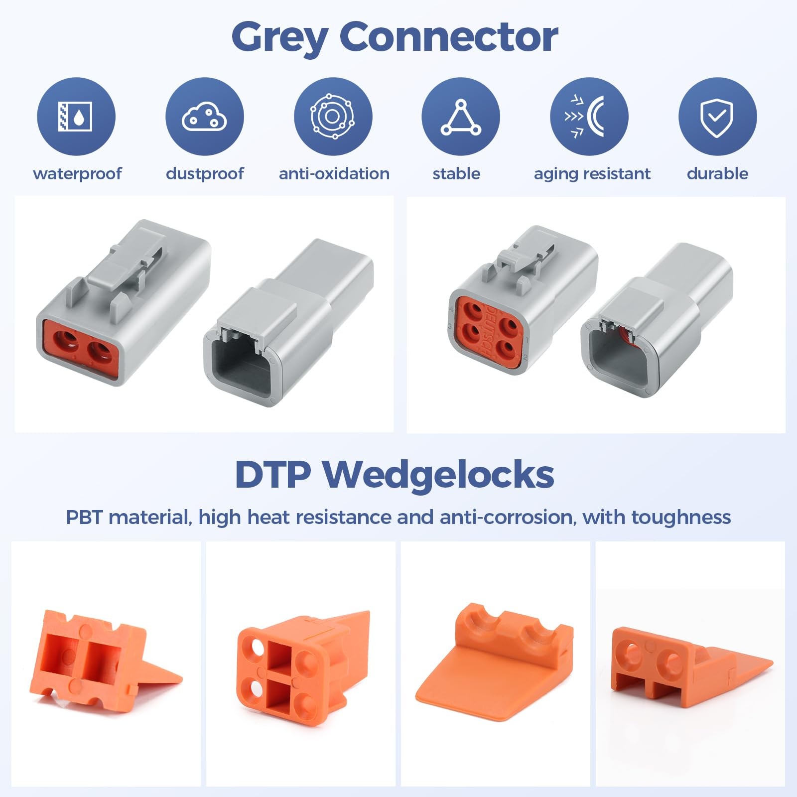 32 PCS Deutsch DTP Connector Kit 2 Pin Automotive Waterproof 2Pin-4 Set