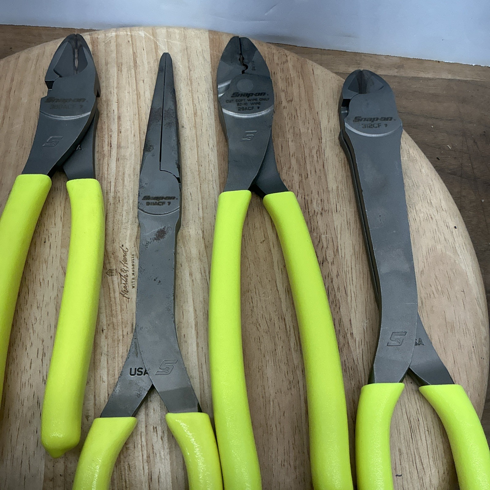 Snap on Tools 6-Piece Hi-Viz Yellow Plier Set Excellent Condition(Q)