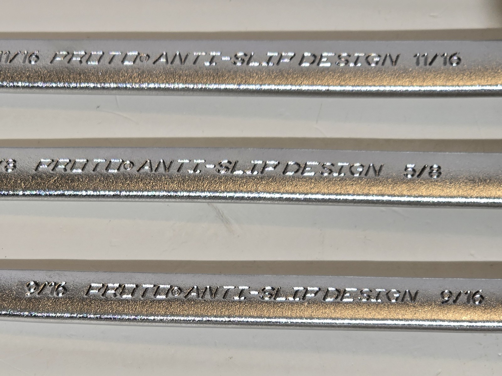 🇺🇸 NEW! PROTO USA ASD Anti-Slip 11 Pc. SAE Satin Chrome Combination Wrench Set