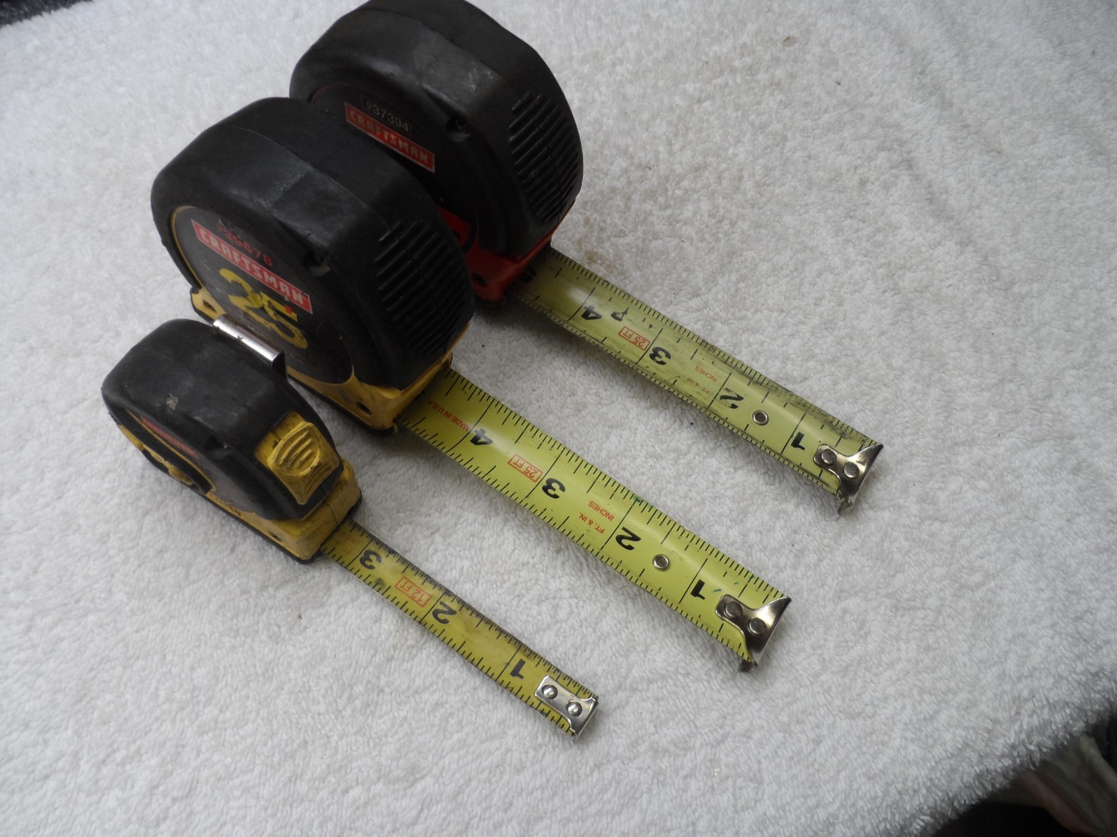 Craftsman USA Heavy Duty Locking Tape Measure Lot, 12 ft 25 ft 25 ft USA – 3 pcs