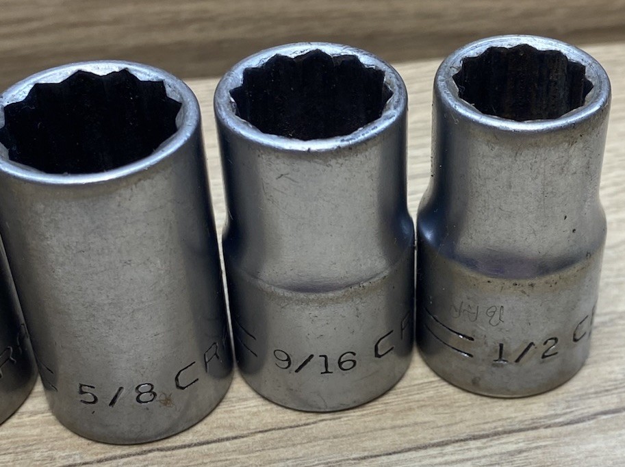 Craftsman USA 1/2” Drive Socket Set V Series Lot 1/2 9/16 5/8 11/16 7/8 15/16
