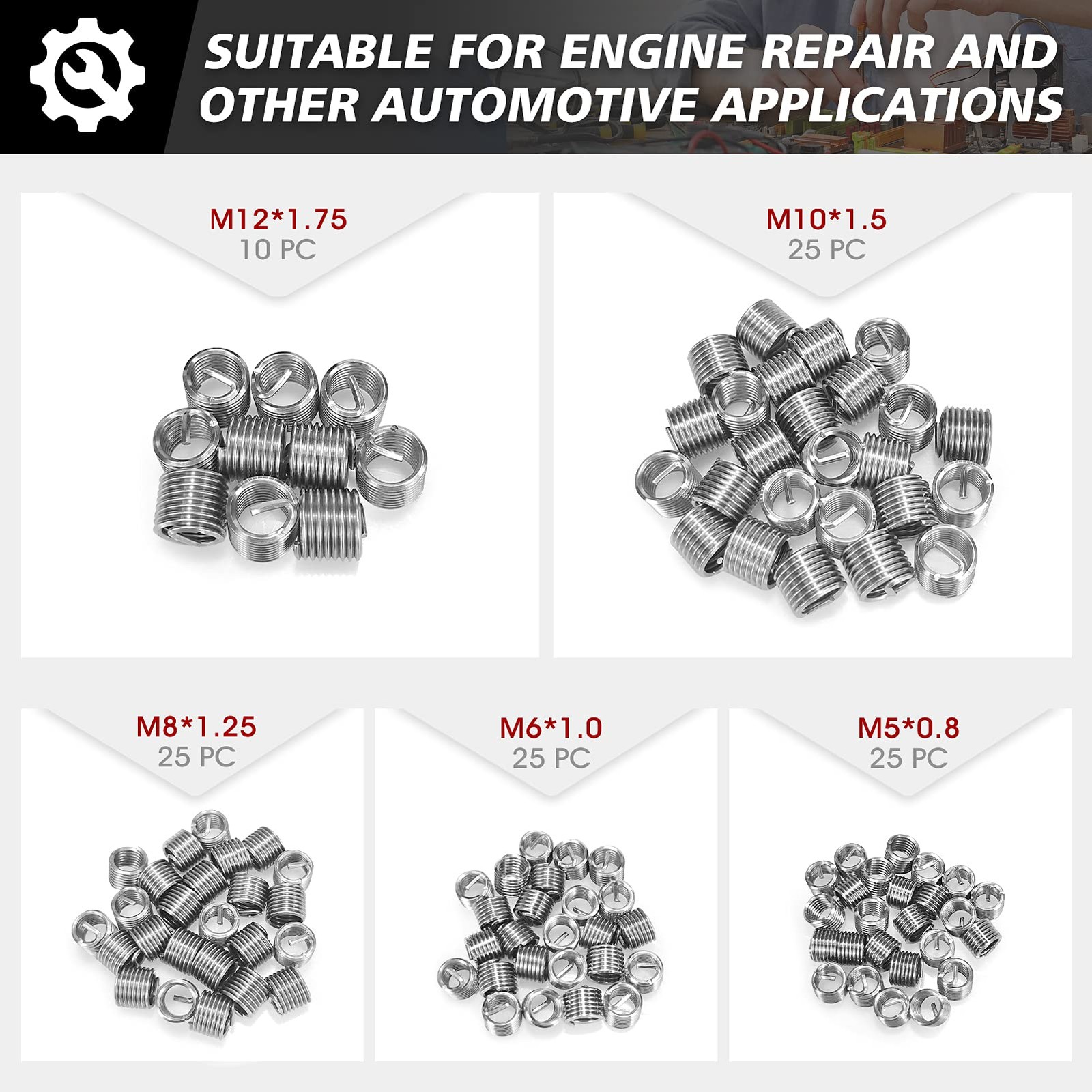 Thread Repair Kit, 261-Piece HSS Drill Helicoil 261 PCS SAE & Metric