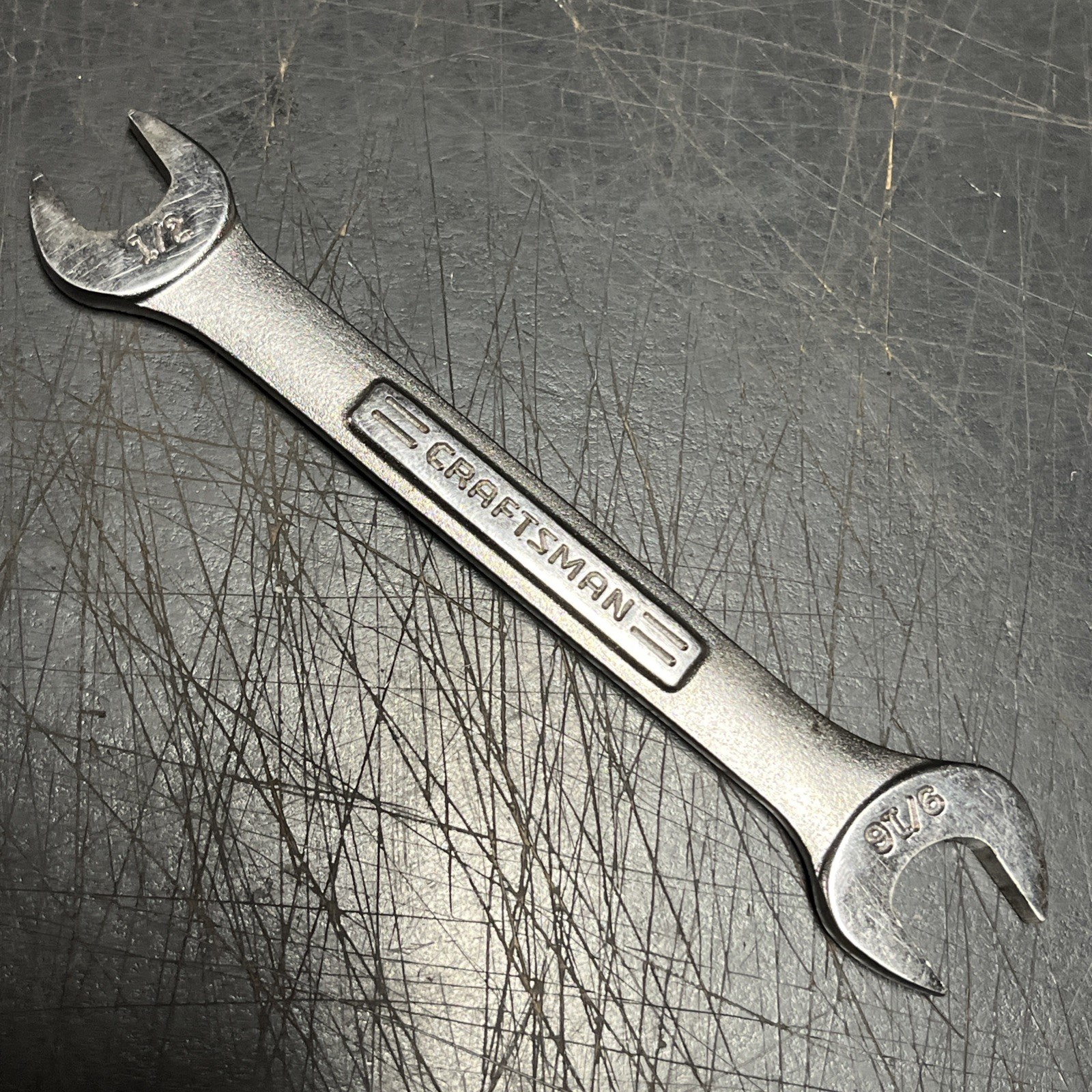 Vintage Craftsman USA 9/16″ & 1/2″ Double Open End Wrench 44579 USA Made Excell