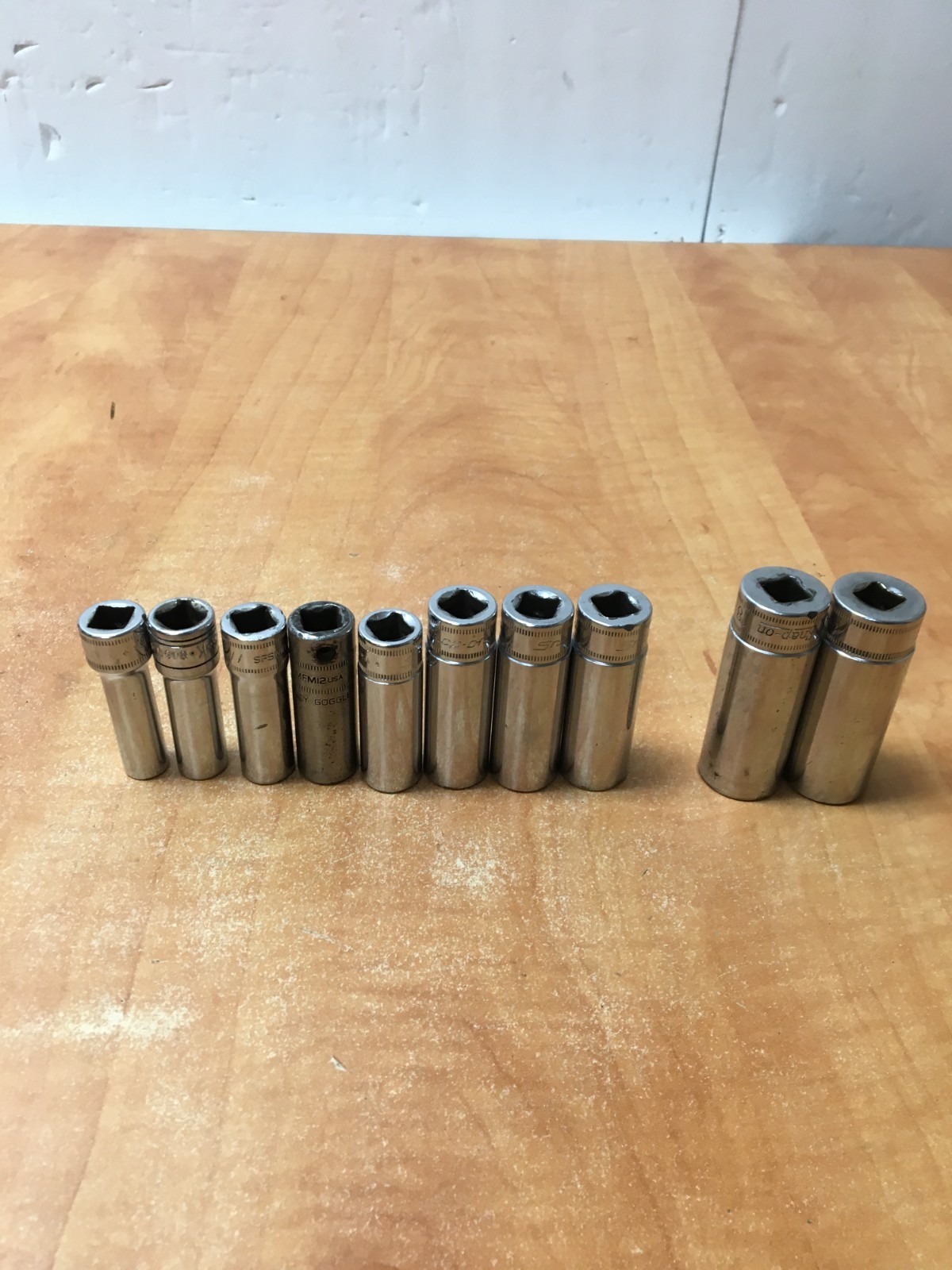 Snap On SFSM Series 10pc 3/8″ Drive Metric 9mm-19mm Deep Socket Set READ