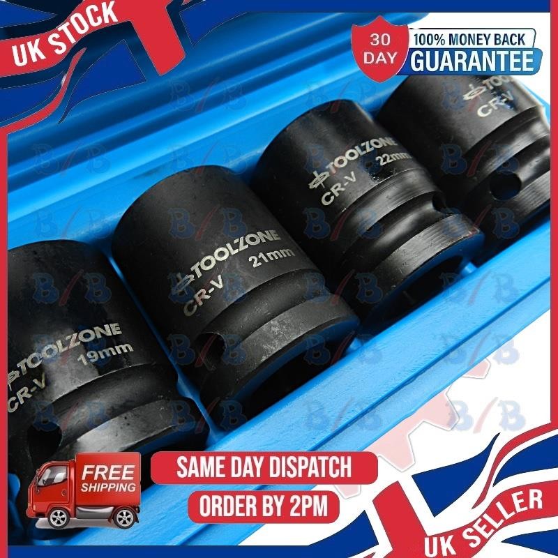 10PC 1/2″ SQUARE OPTI DRIVE 6 POINT METRIC SHALLOW IMPACT SOCKET SET 10MM-24MM