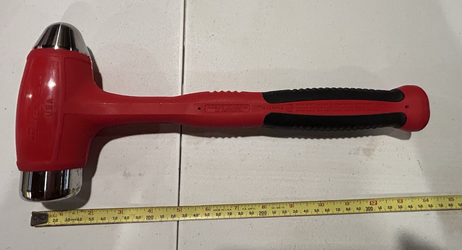 NOS Snap-on Tools USA RED 32oz/900g Soft Grip Dead Blow Hammer HBBD32G