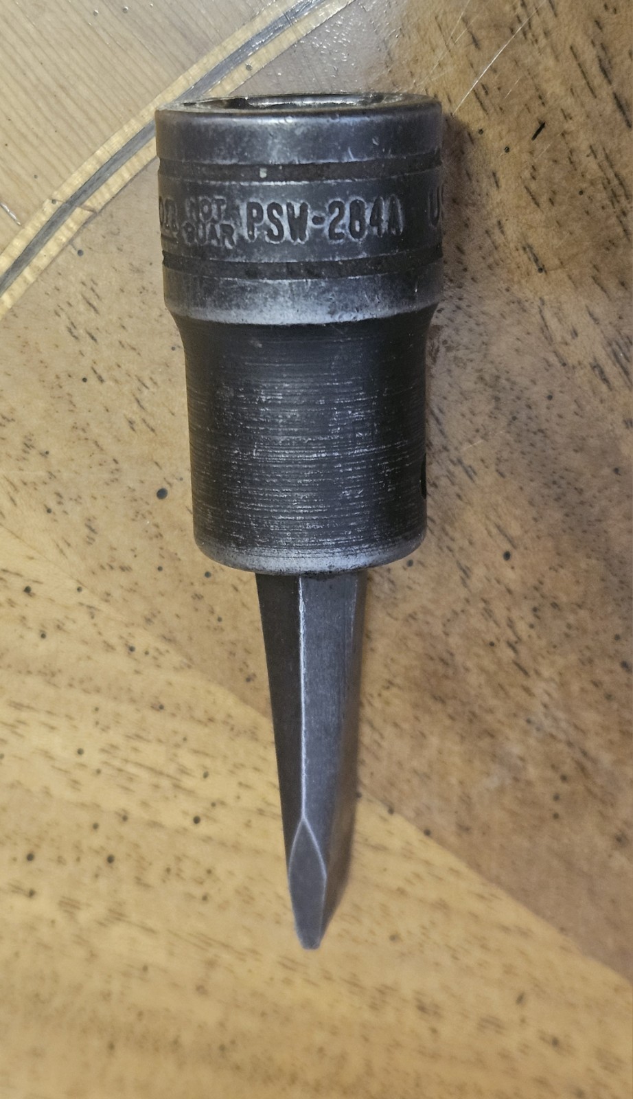 VTG 1966 Snap-on 1/2″ drive Black 7/16″ Flat Screwdriver Bit Socket PSW284A EC!