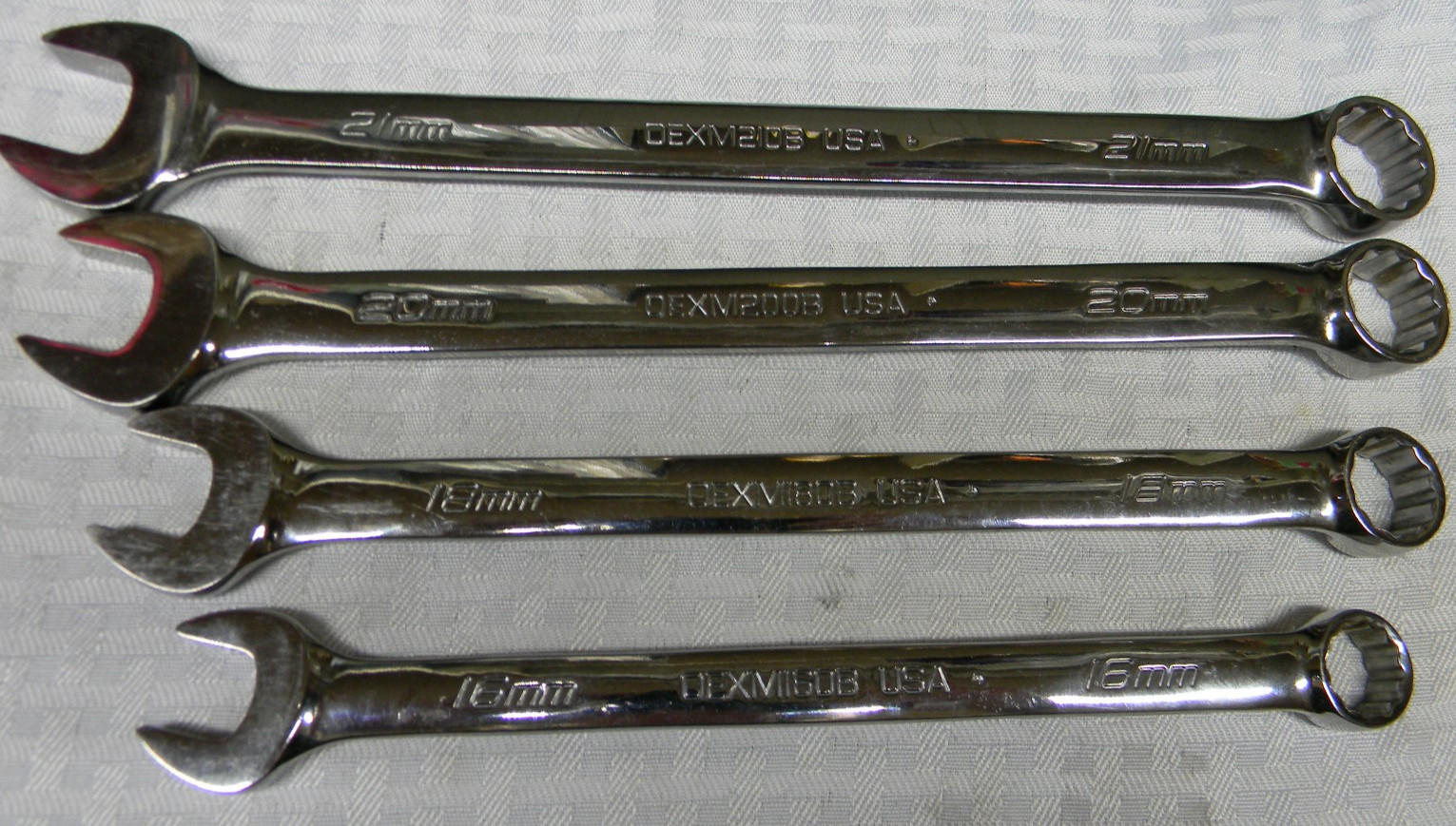 SNAP-ON 4PC METRIC 12PT FLANK DRIVE COMBINATION WRENCH SET 16,18,20,21MM OEXM