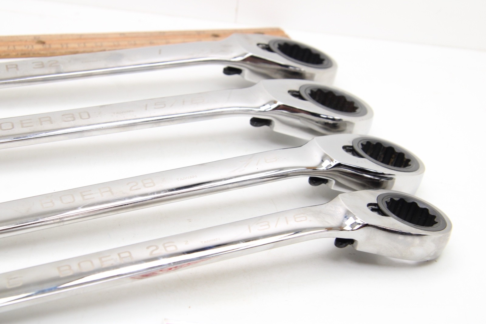 Blue Point 13/16″ – 1″ SAE Chrome 4 Piece 12 Point Ratcheting Wrench Set USA