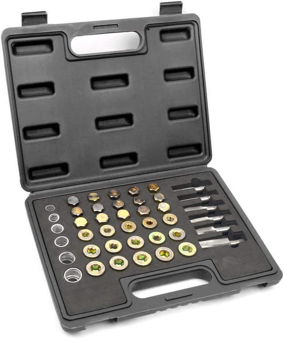 114pc Oil Pan Drain Sump Plug Key Thread Repair Tool Kit Set Drain Plug
