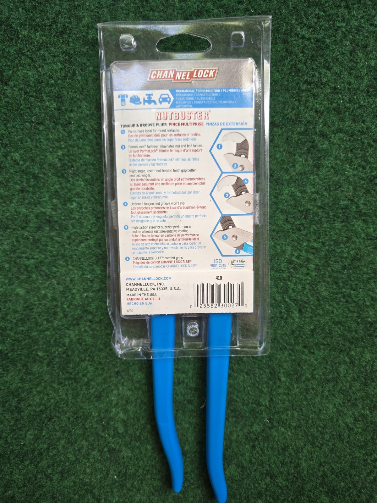 Channellock 410 9.5″ Long Nutbuster Tongue + Groove Pliers 1.12″ Capacity USA