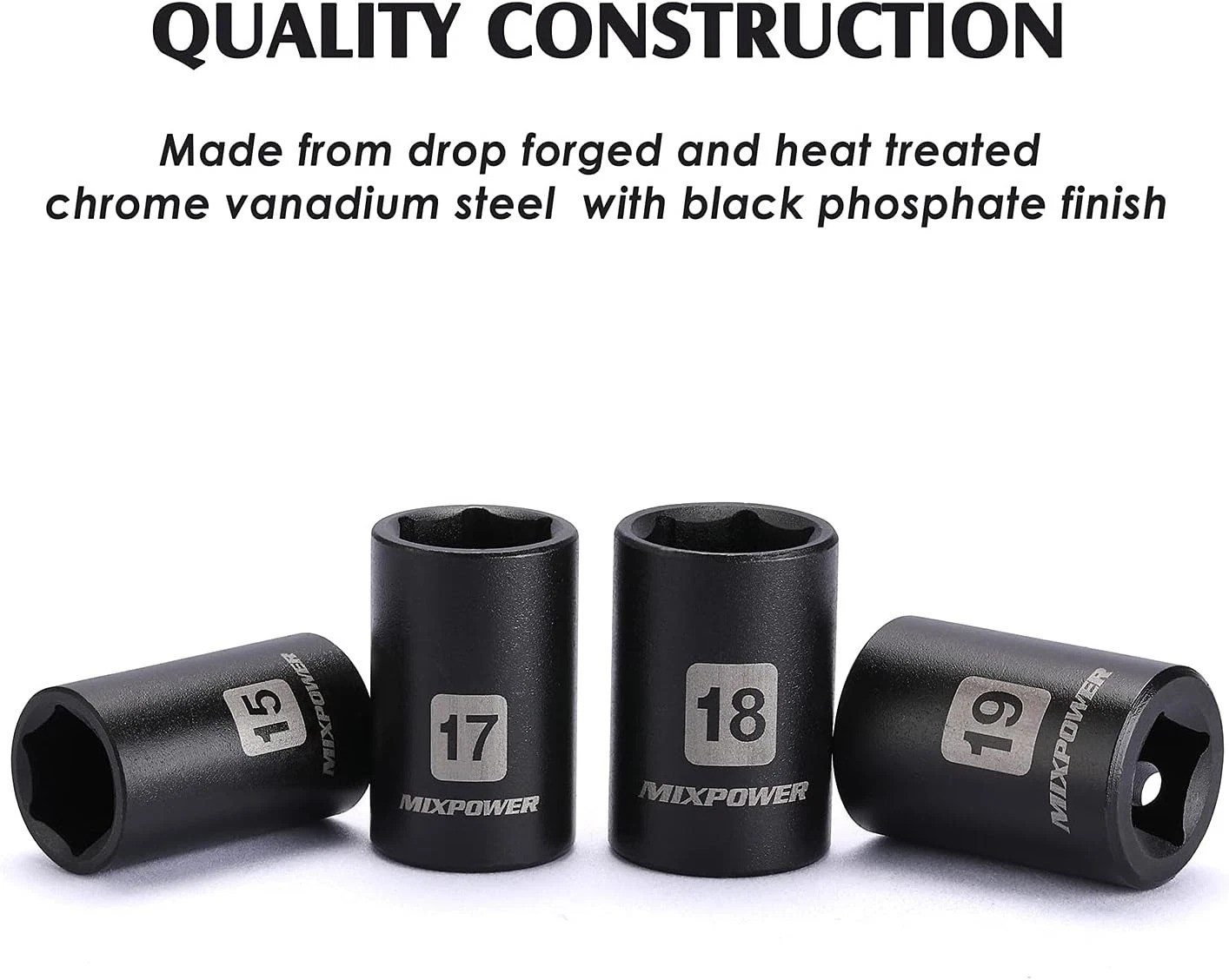 14 Pieces 1/2-Inch Drive Shallow Impact Socket Set, 11-32mm, CR-V, Metric, 6 …