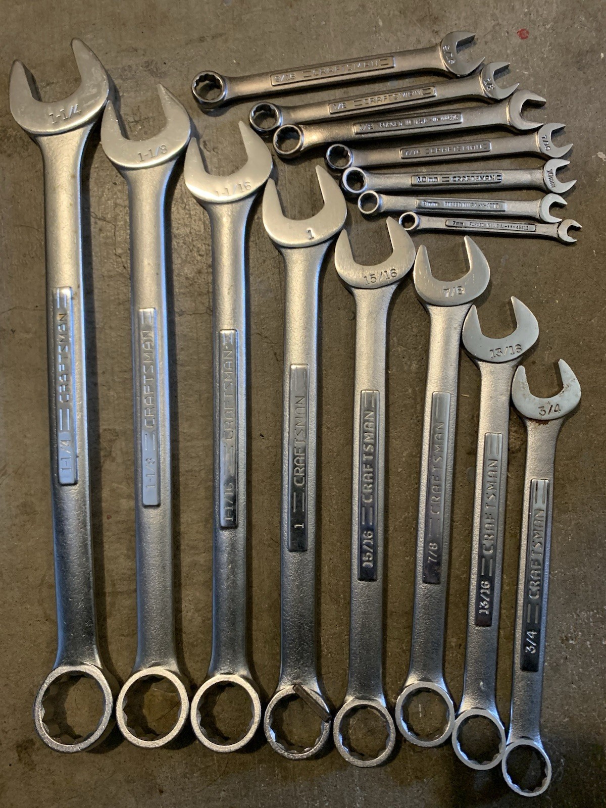 15 Piece Craftsman Series 44 Combination Wrenches. Made In USA
