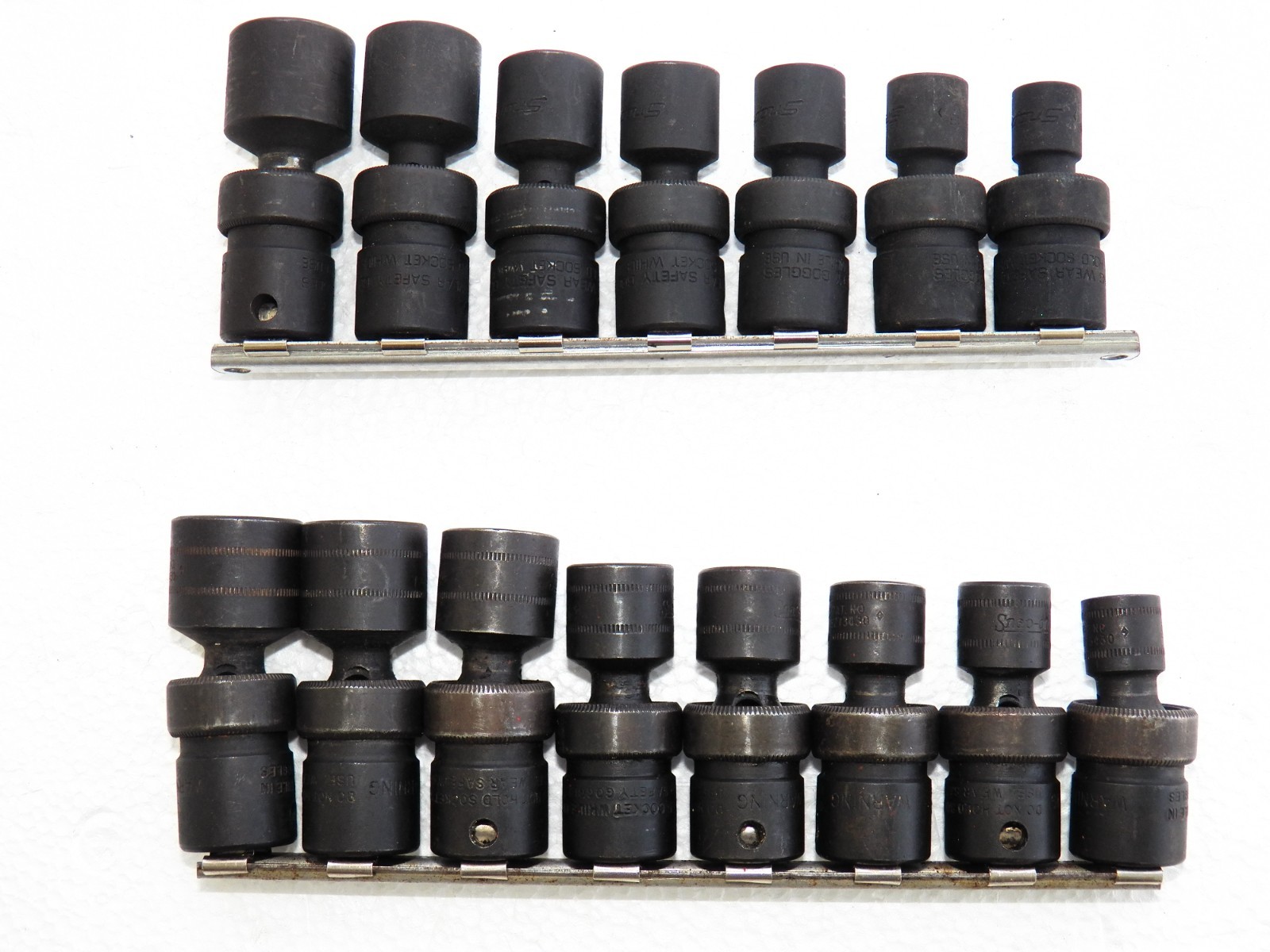 Snap-on 3/8″ drive Metric 10-19 & Sae 3/8-3/4 6-point IMPACT Swivel Socket Sets