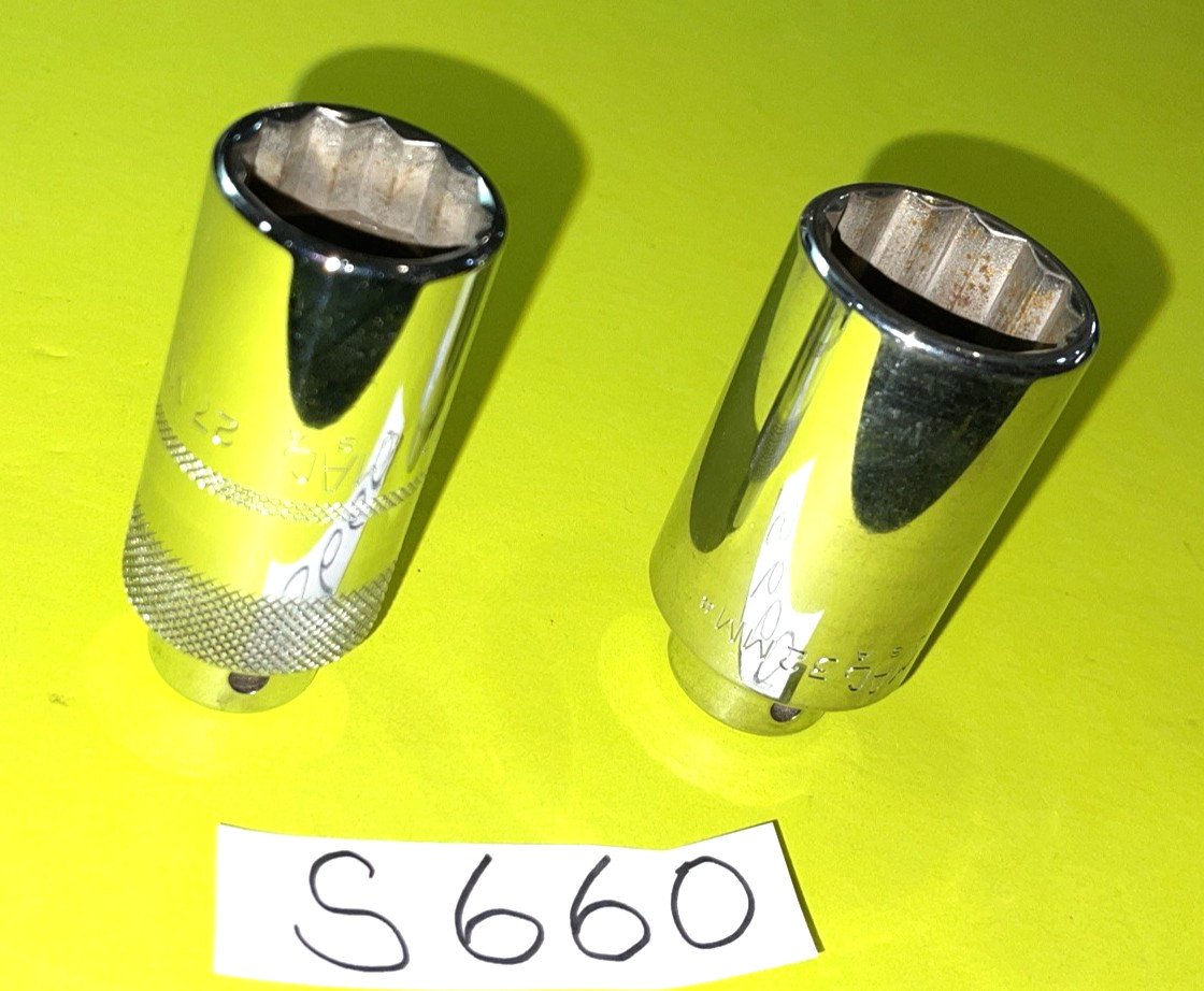 MAC TOOLS 2 PIECE 1/2 DRIVE DEEP METRIC CHROME SOCKETS 27MM & 32MM