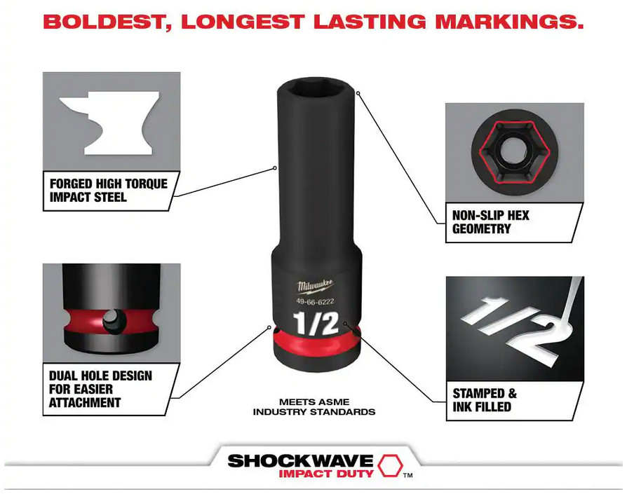 Milwaukee SHOCKWAVE Impact Duty 1/2 METRIC Replacement Socket (SINGLE SOCKET)