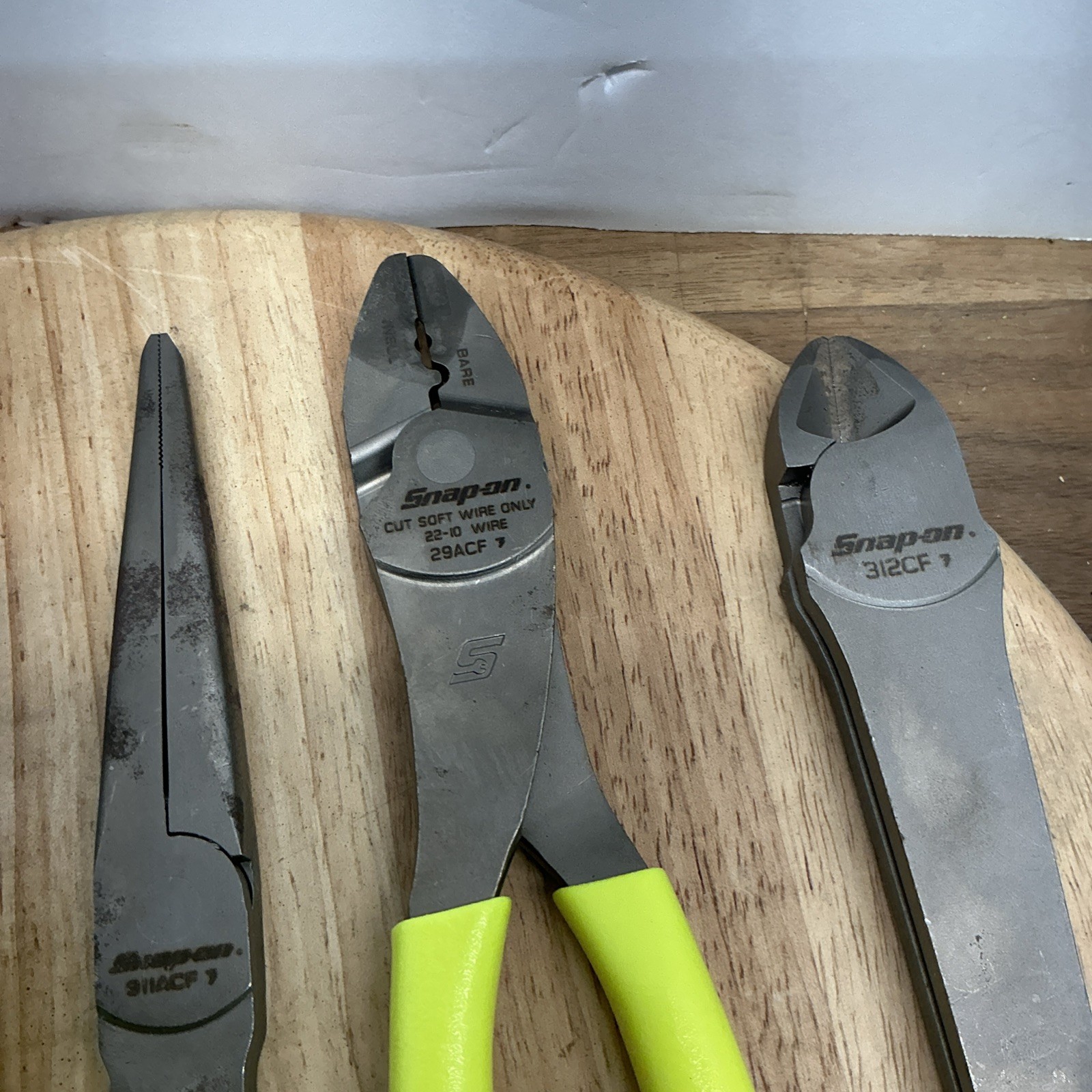 Snap on Tools 6-Piece Hi-Viz Yellow Plier Set Excellent Condition(Q)