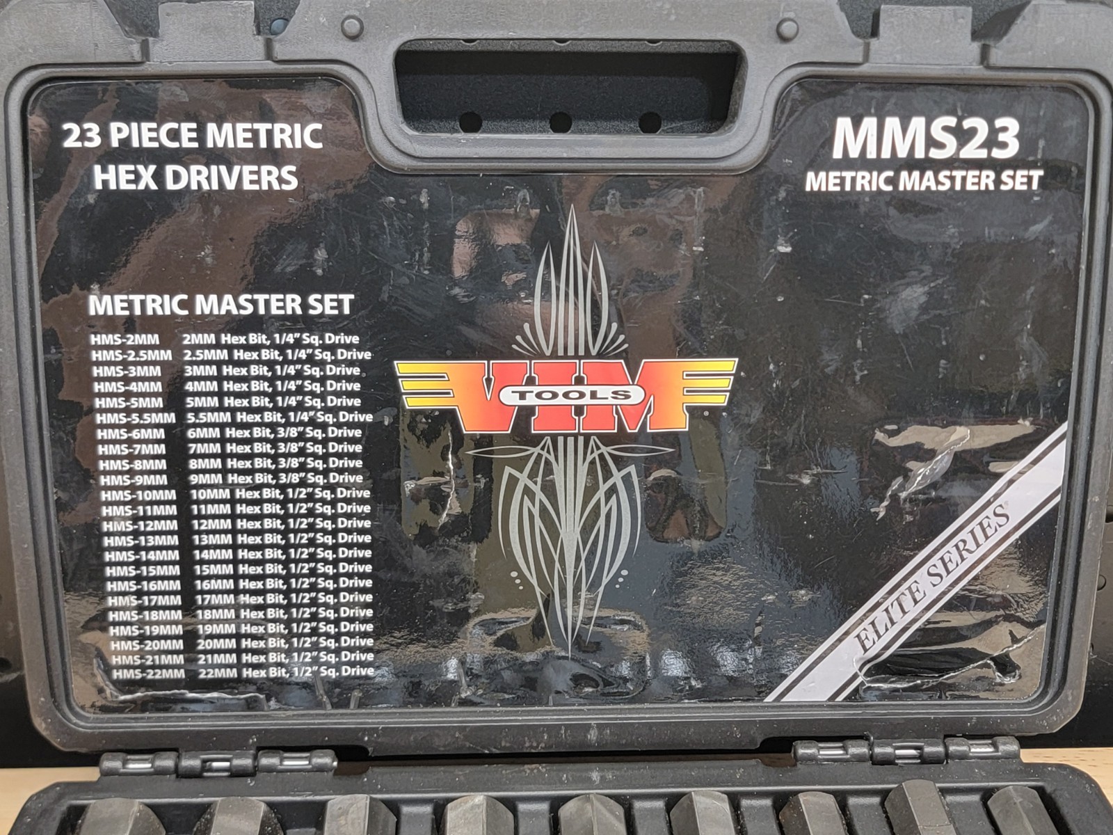 Vim Tools MMS23 23 Pc 2-22MM Metric Hex Drivers Master Set S2 Steel Elite Series