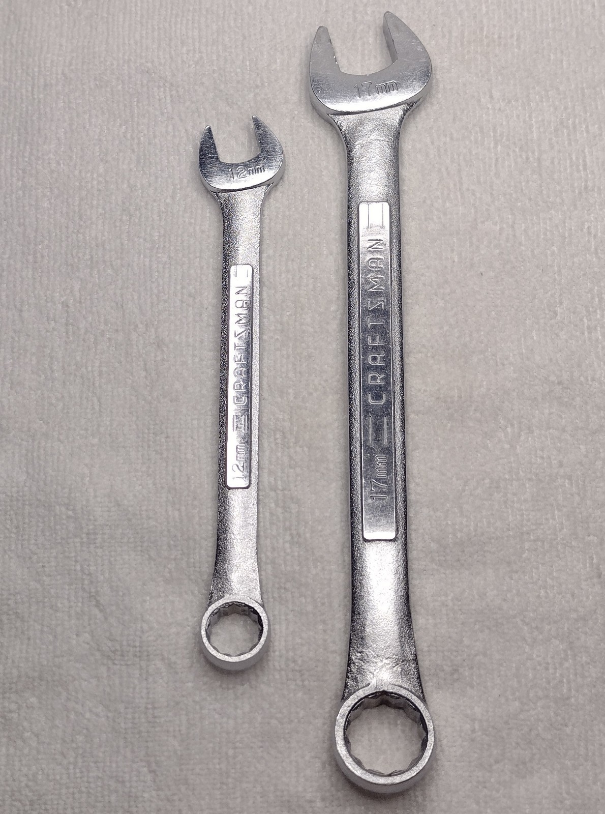Craftsman BF Series 2pc Metric Combination Wrench Lot, 12mm; 17mm (42916; 42929)