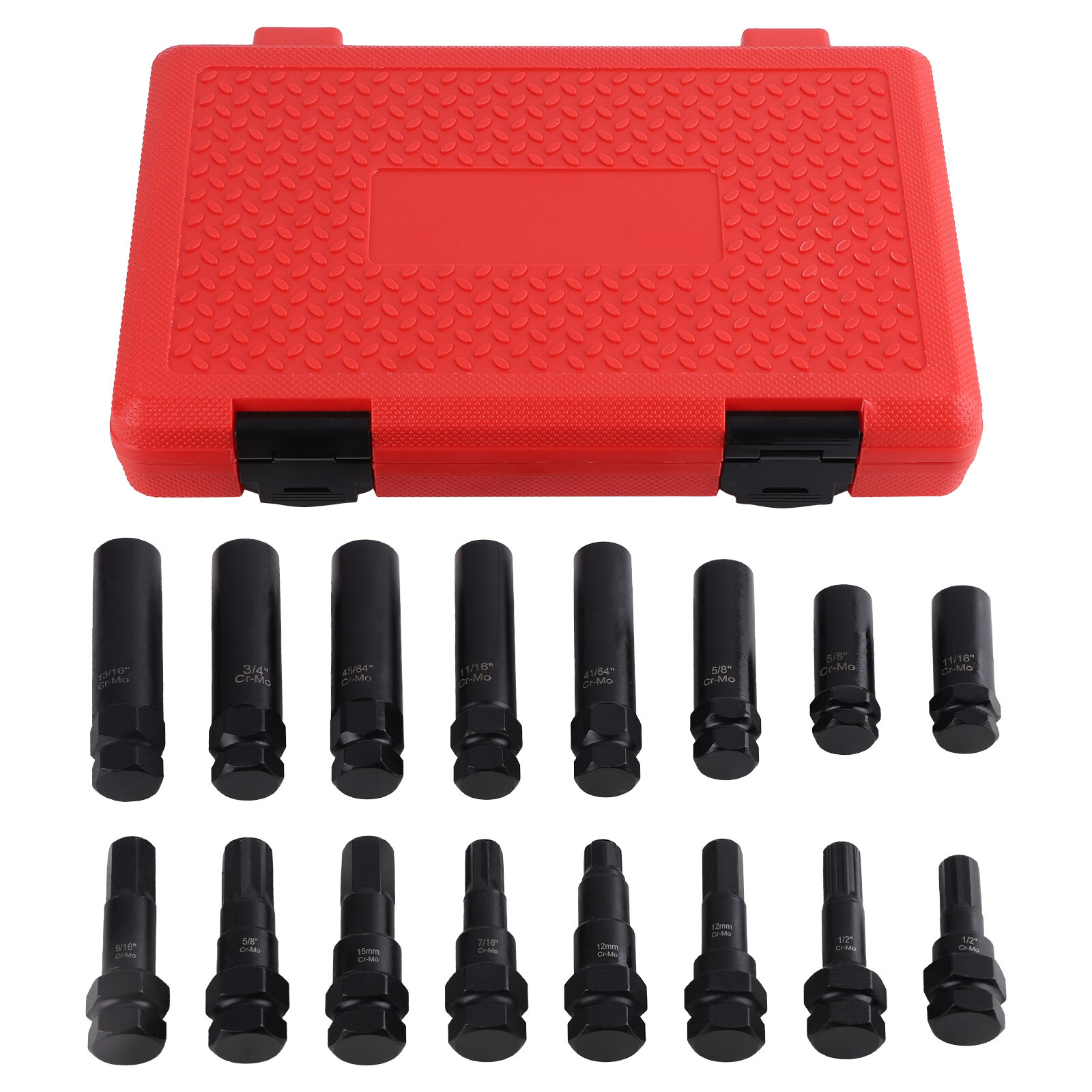 16x Locking Lug Nut Master Key Set Wheel Lock Tire Lug Removal SKT Tool Kit